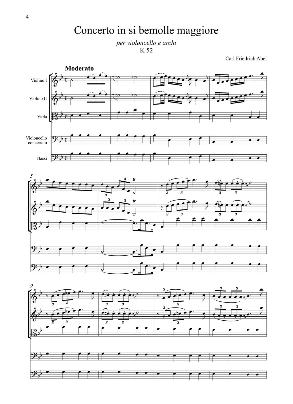 C.Fr. Abel: Concerto in si bemolle K 52