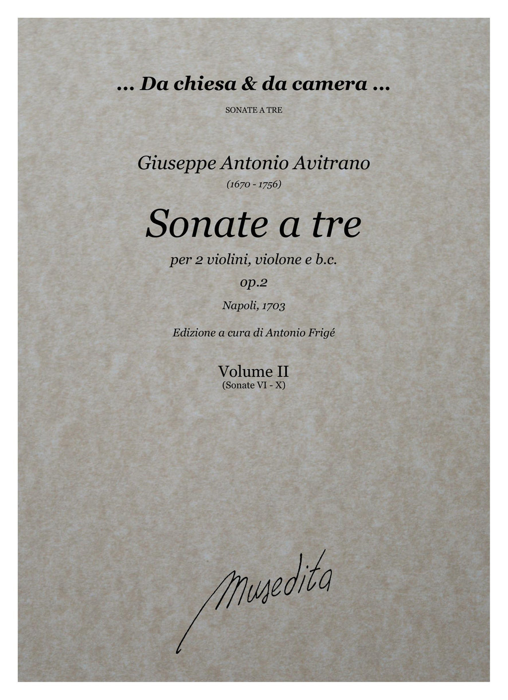 G.A. Avitrano: Sonate a tre op.2 (Napoli, 1703)