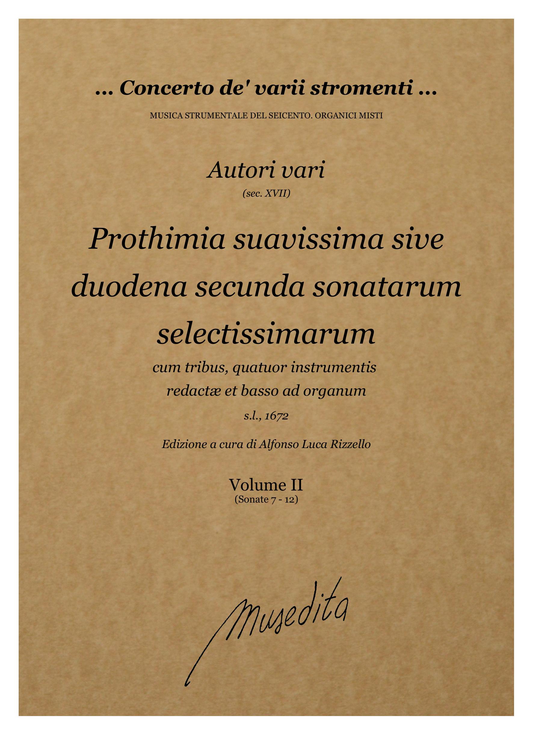 AA VV: Prothimia suavissima sive duodena secunda sonatarum selectissimarum [...] cum tribus, quatuor instrumentis redactae et basso ad organum (s.l., 1672)