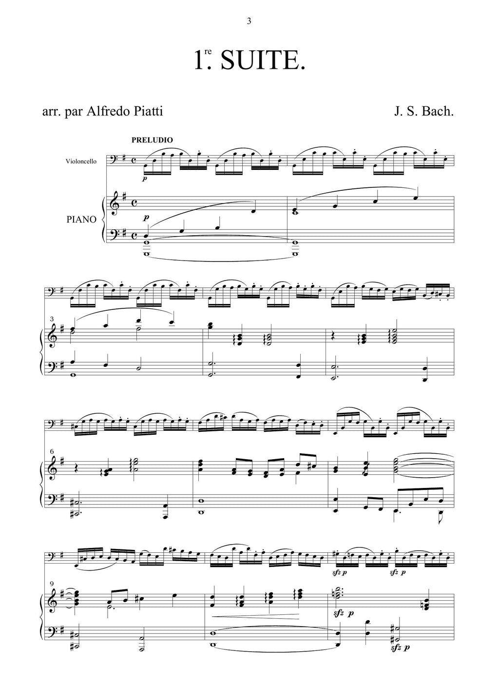 J.S. Bach/A.Piatti: Suite in sol maggiore BWV 1007
