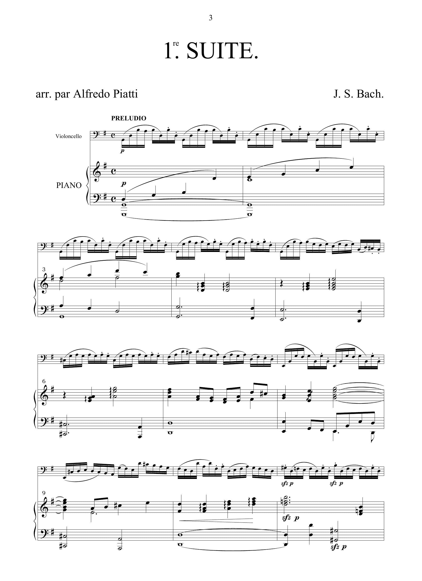 J.S. Bach/A.Piatti: Suite in sol maggiore BWV 1007