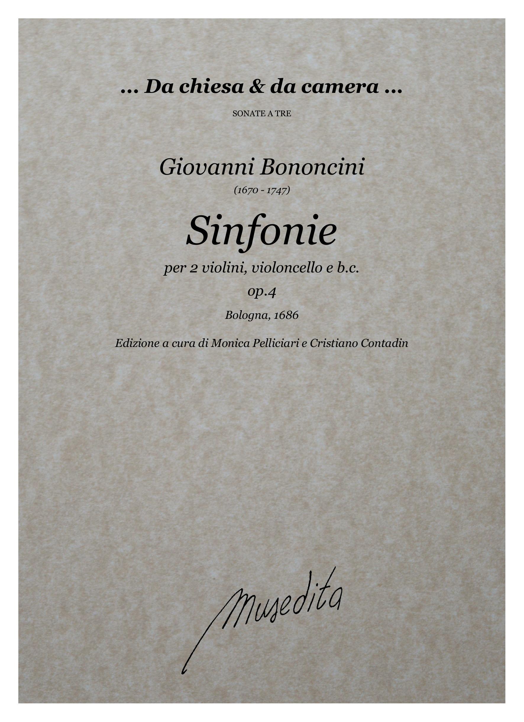 G. Bononcini: Sinfonie a tre op.4 (Bologna, 1686)