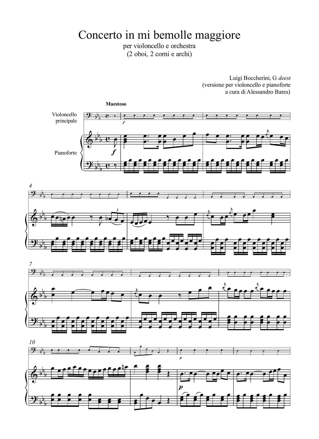 L. Boccherini: Concerto in mi bemolle maggiore GerB deest (rid. vcl/pf)