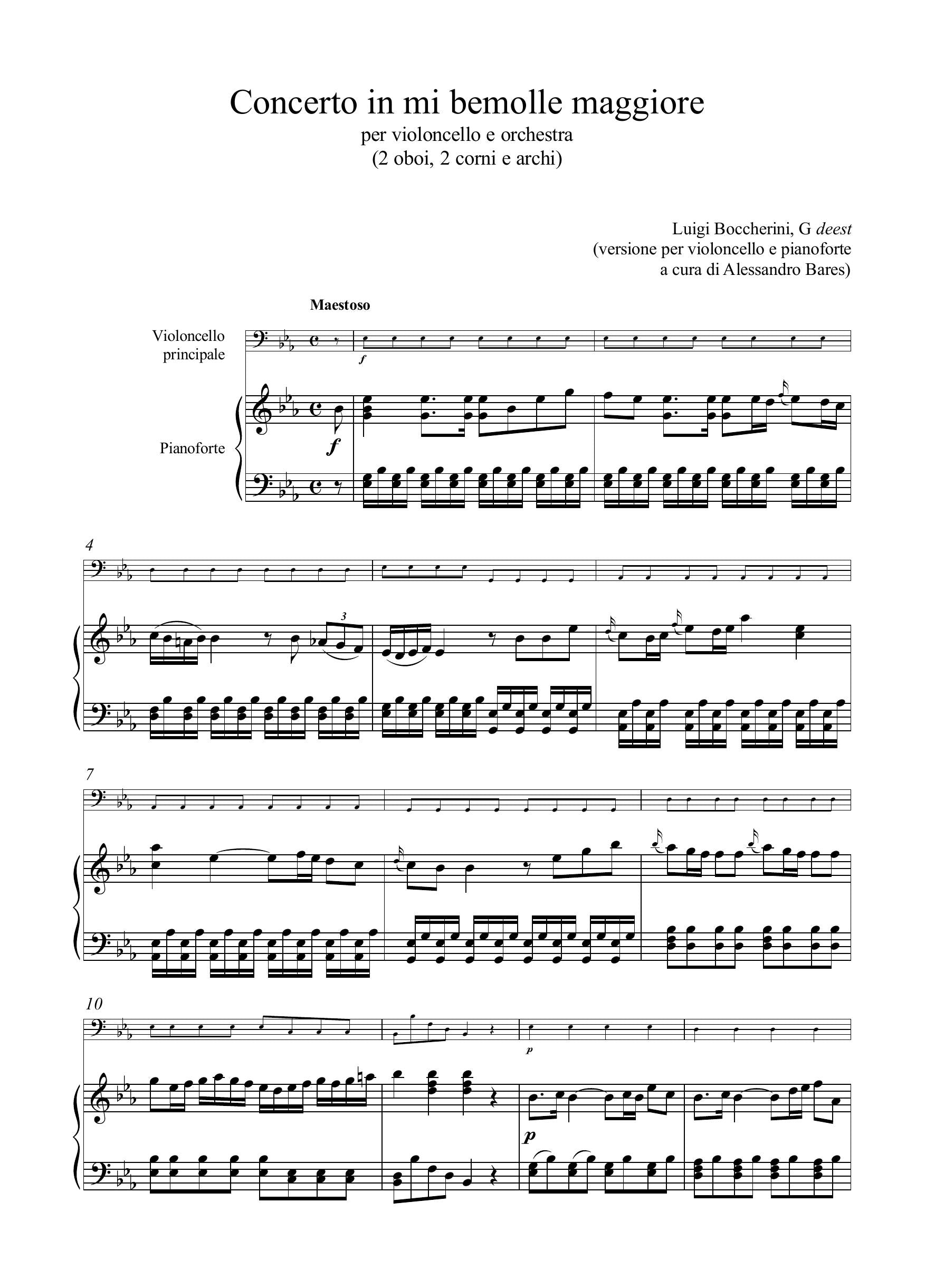 L. Boccherini: Concerto in mi bemolle maggiore GerB deest (rid. vcl/pf)