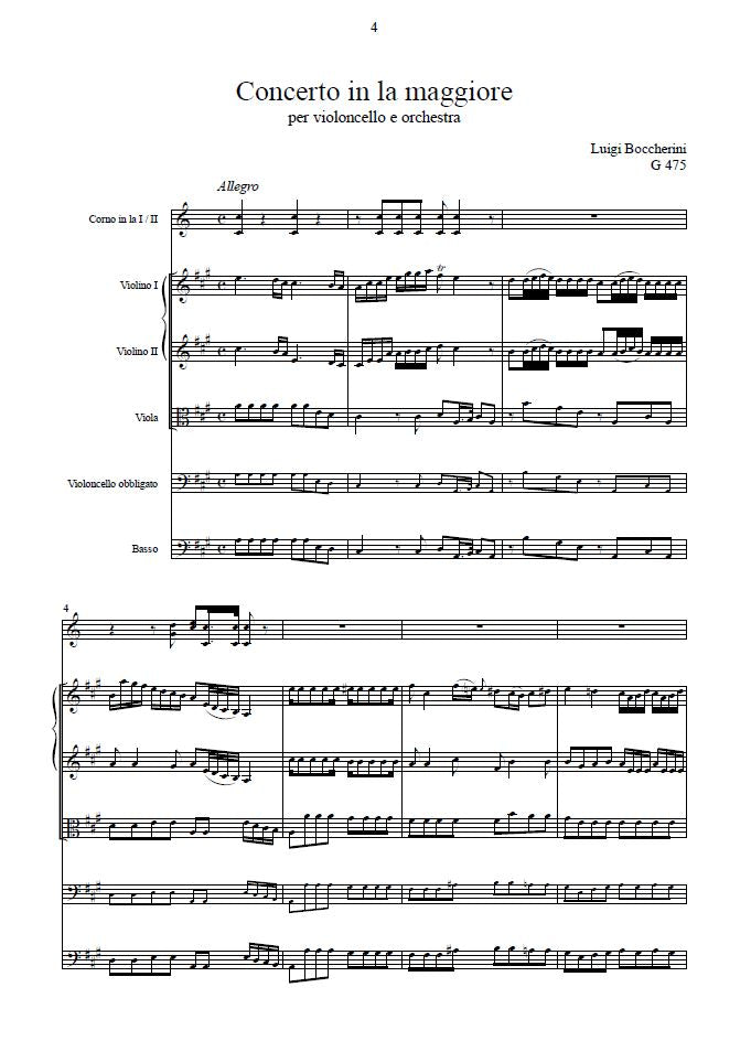 L. Boccherini: Concerto in la maggiore GerB 475