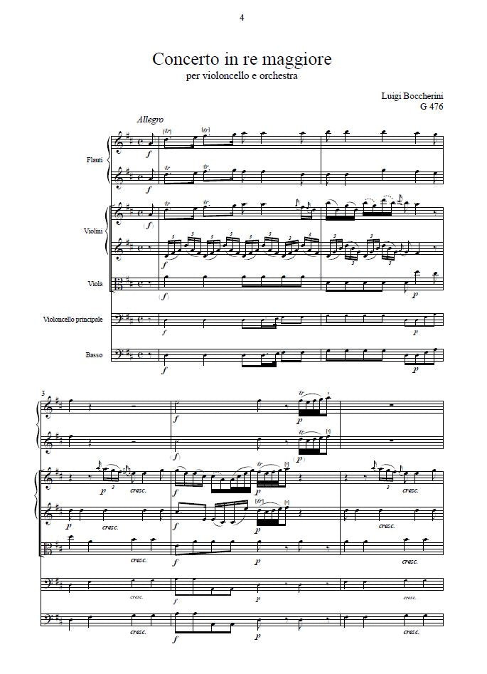 L. Boccherini: Concerto in re maggiore GerB 476