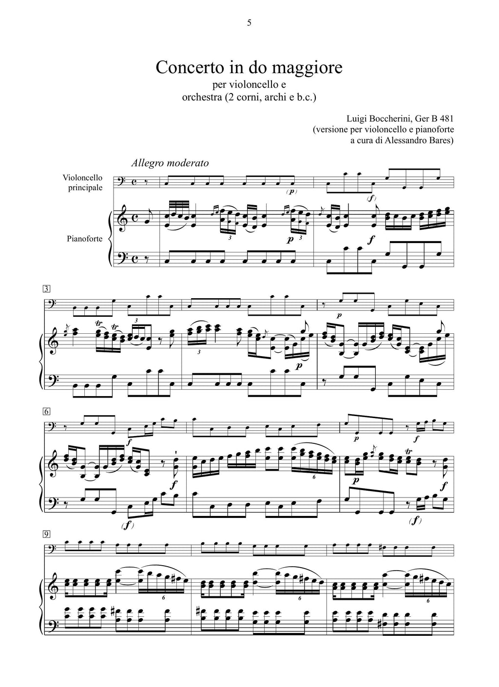 L. Boccherini: Concerto in do maggiore GerB 481 (rid. vcl/pf)