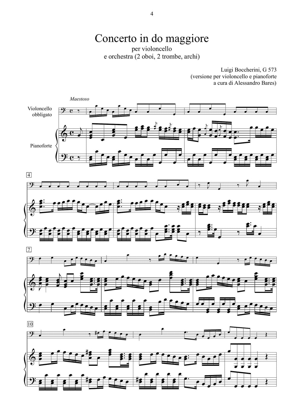 L. Boccherini: Concerto in do maggiore GerB 573 (rid. vcl/pf)