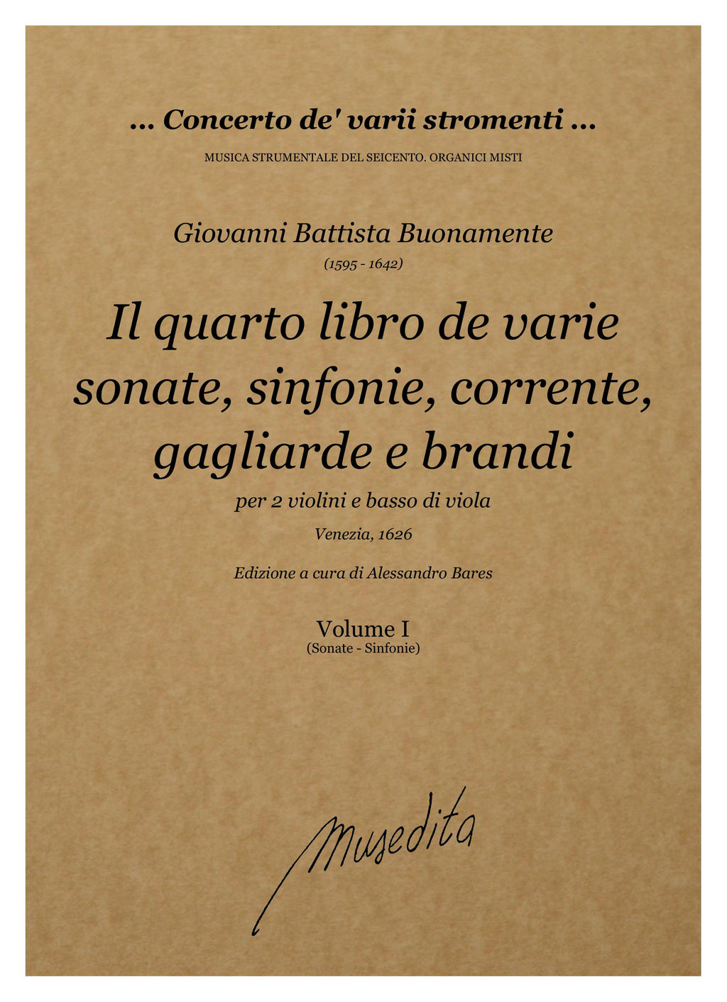 G.B. Buonamente: Il quarto libro de varie sonate, sinfonie, gagliarde, correnti e brandi (Venezia, 1626)