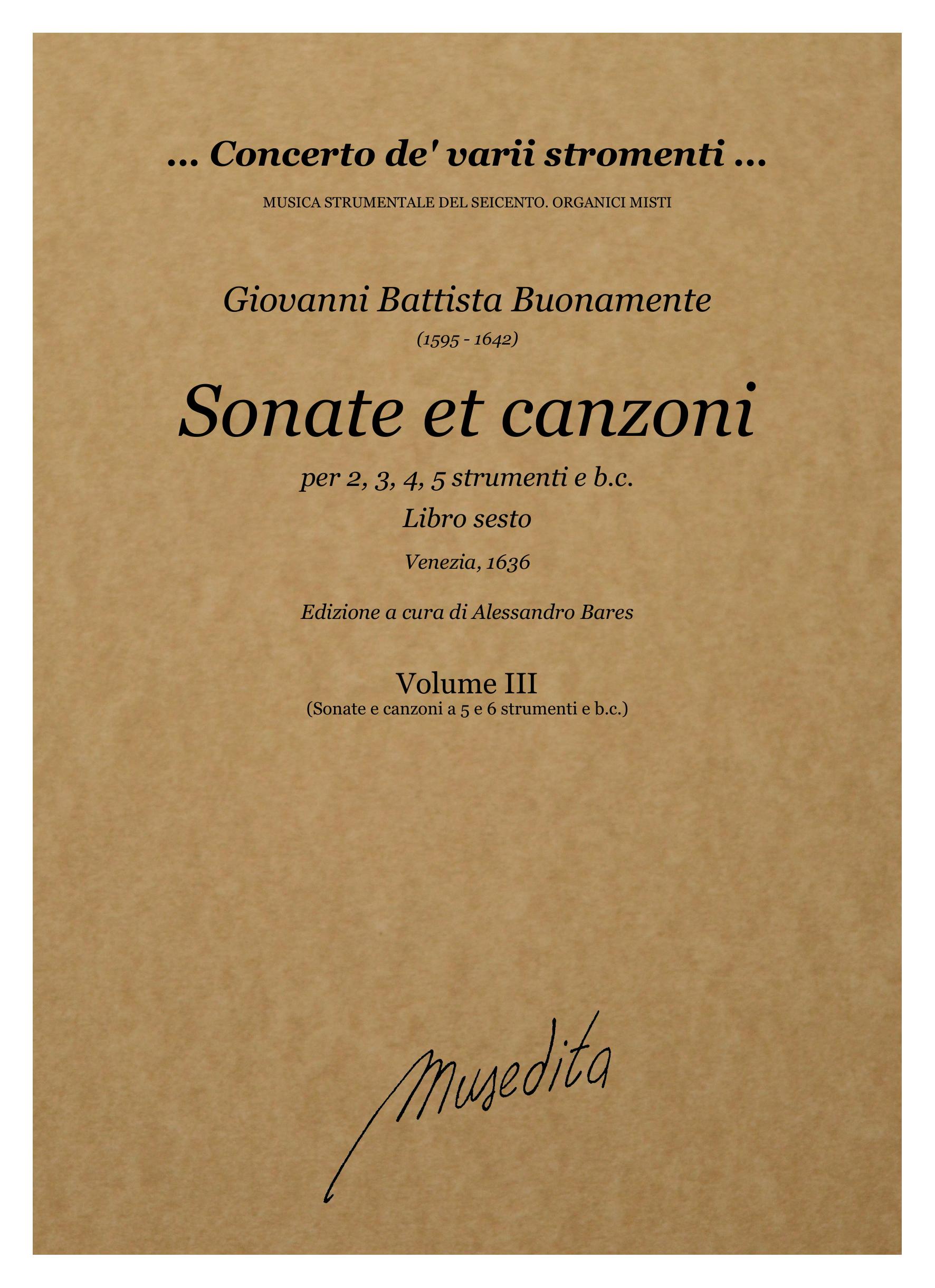 G.B. Buonamente: Sonate et canzoni a due, tre, quattro, cinque et a sei voci. Libro sesto (Venezia, 1636)