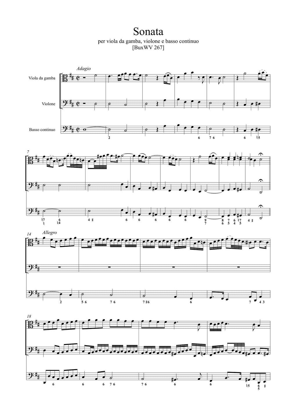 D. Buxtehude: Sonata BuxWV 267 (Ms, S-Uu)