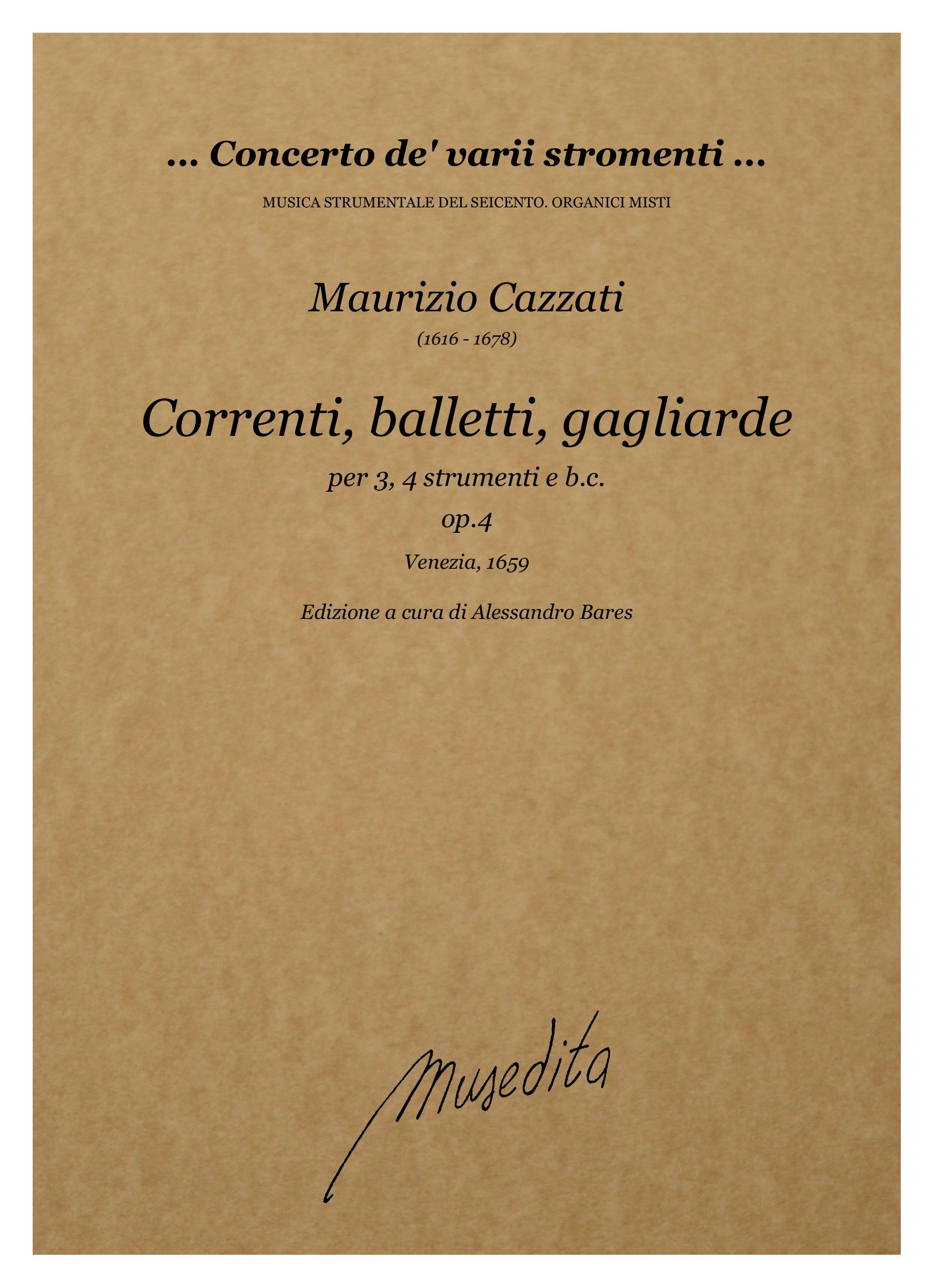 M. Cazzati: Correnti, balletti, gagliarde a 3 e 4 op.4 (Venezia, 1659)