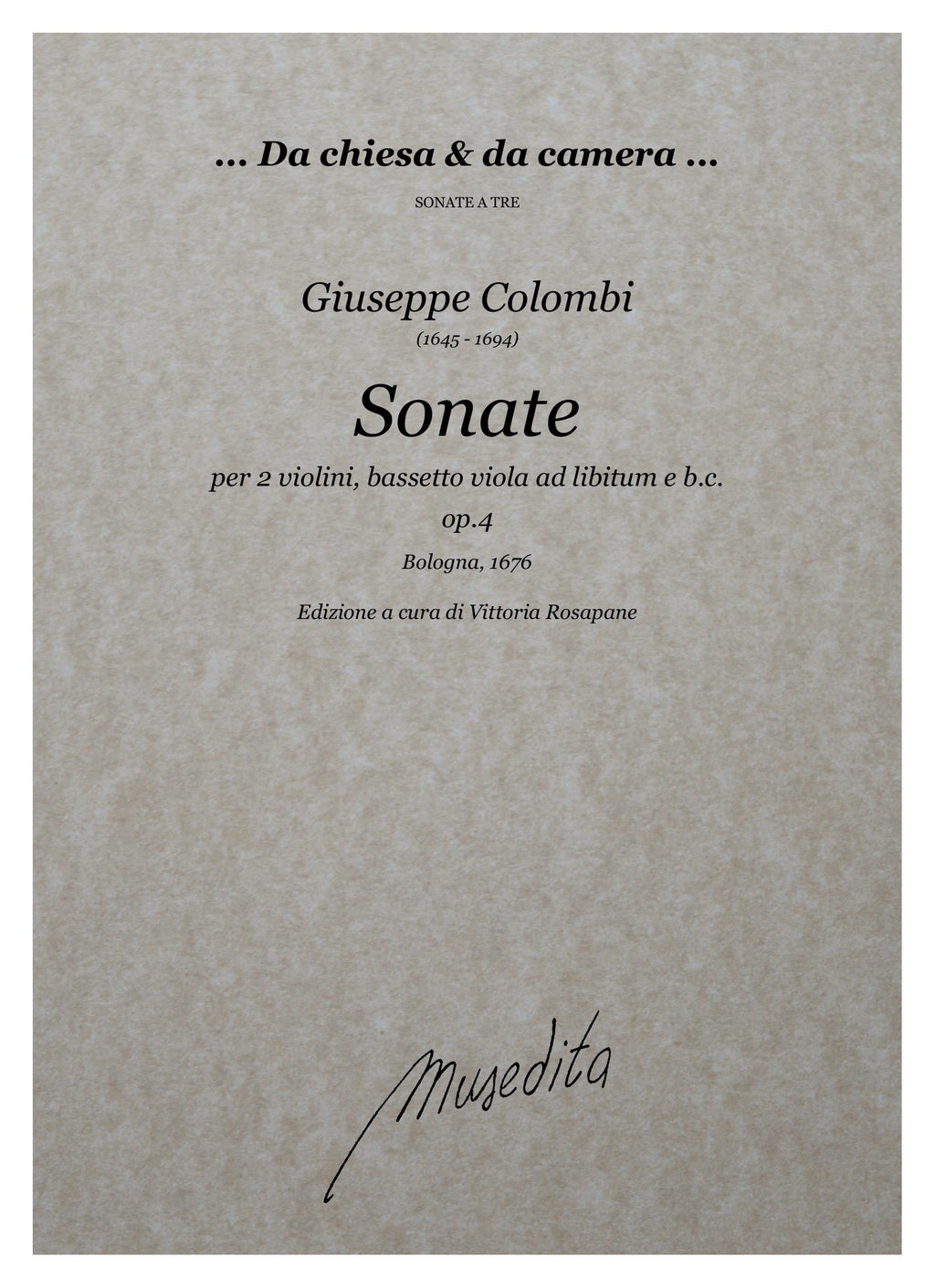 G. Colombi: Sonate op.4 (Bologna, 1676)