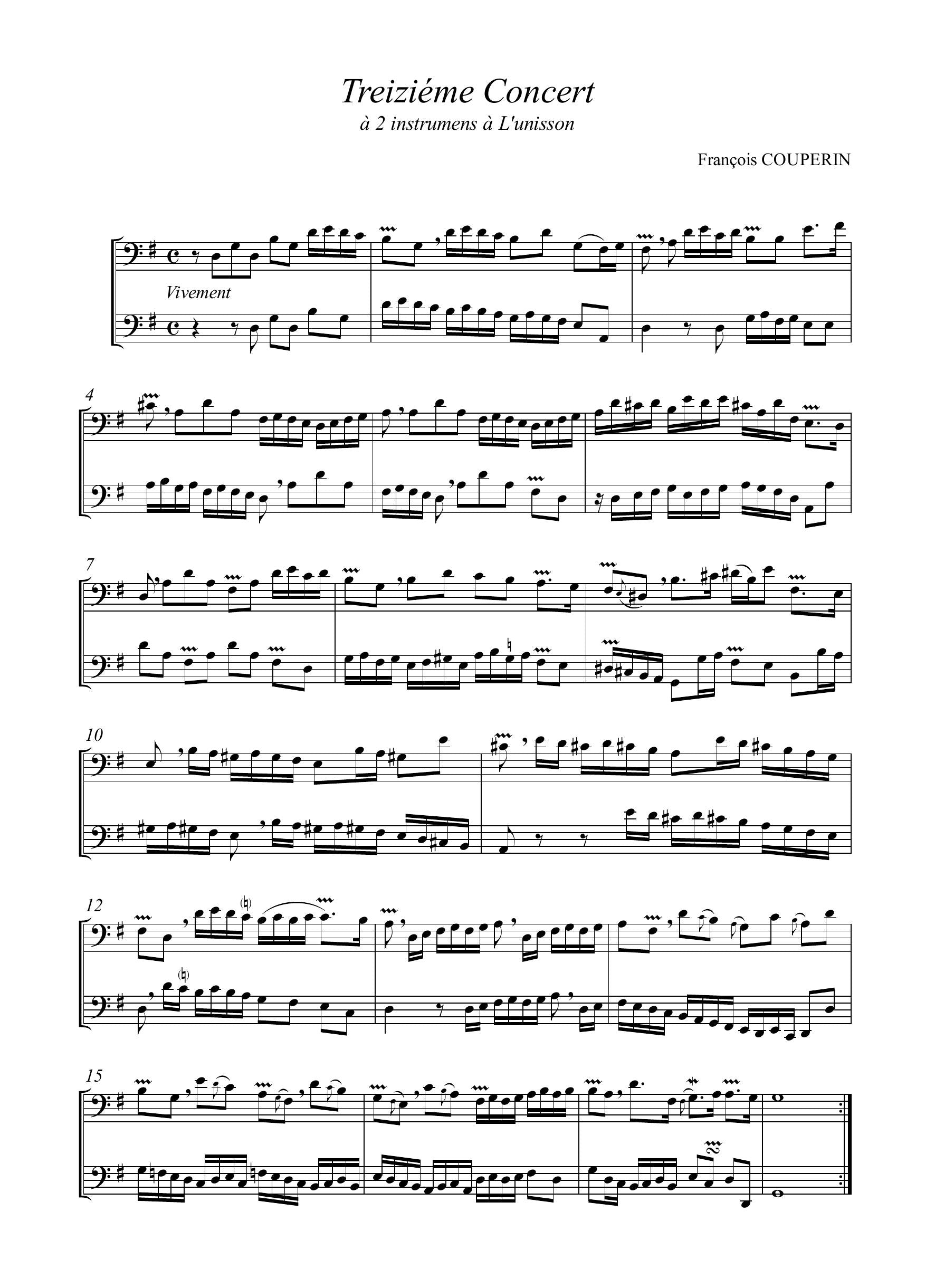 F. Couperin: Treizième Concert à 2 instruments de basse à l'unisson