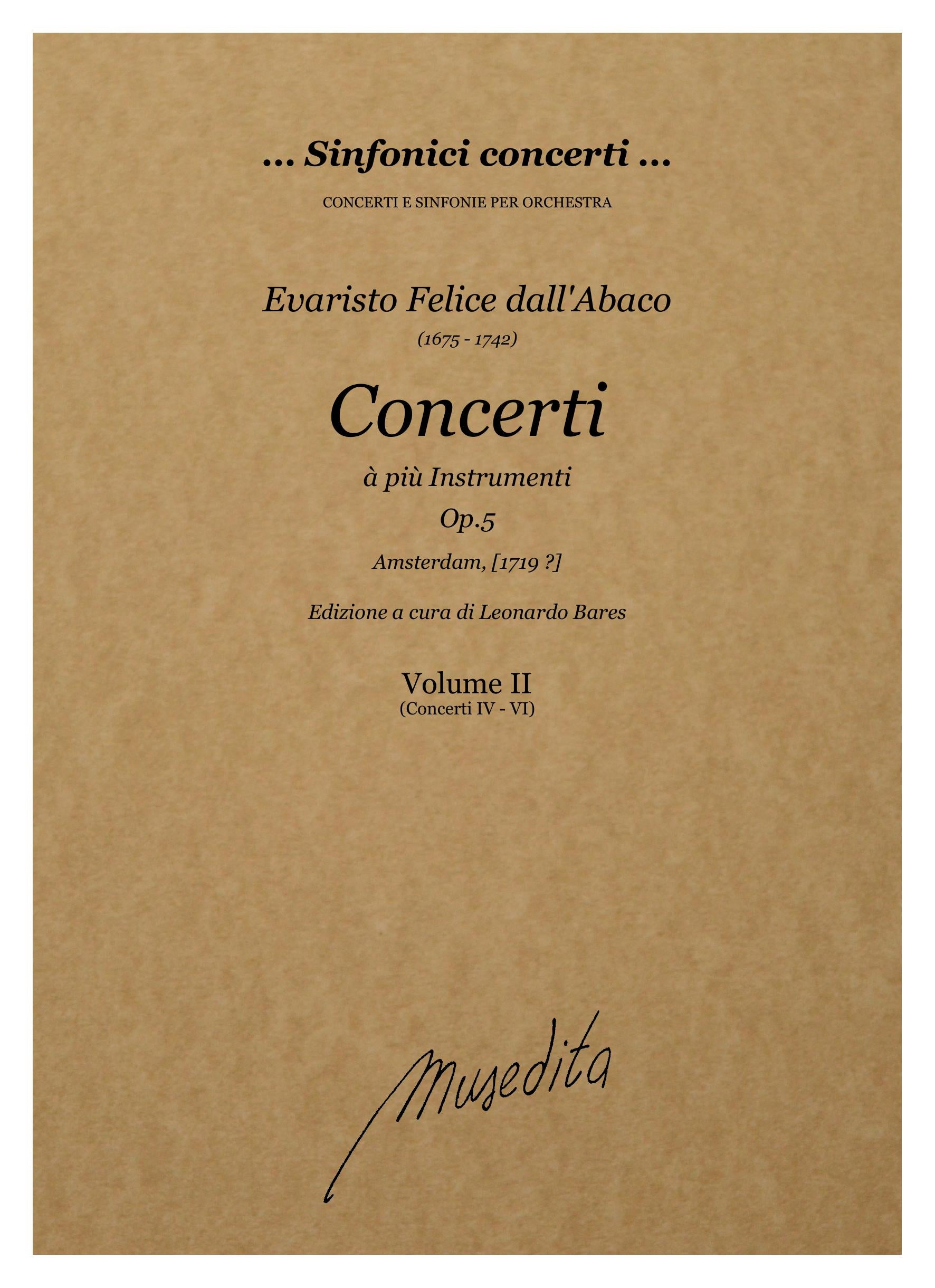 E.F. dall'Abaco: Concerti a più instrumenti op.5 (Amsterdam, [1719 ?])
