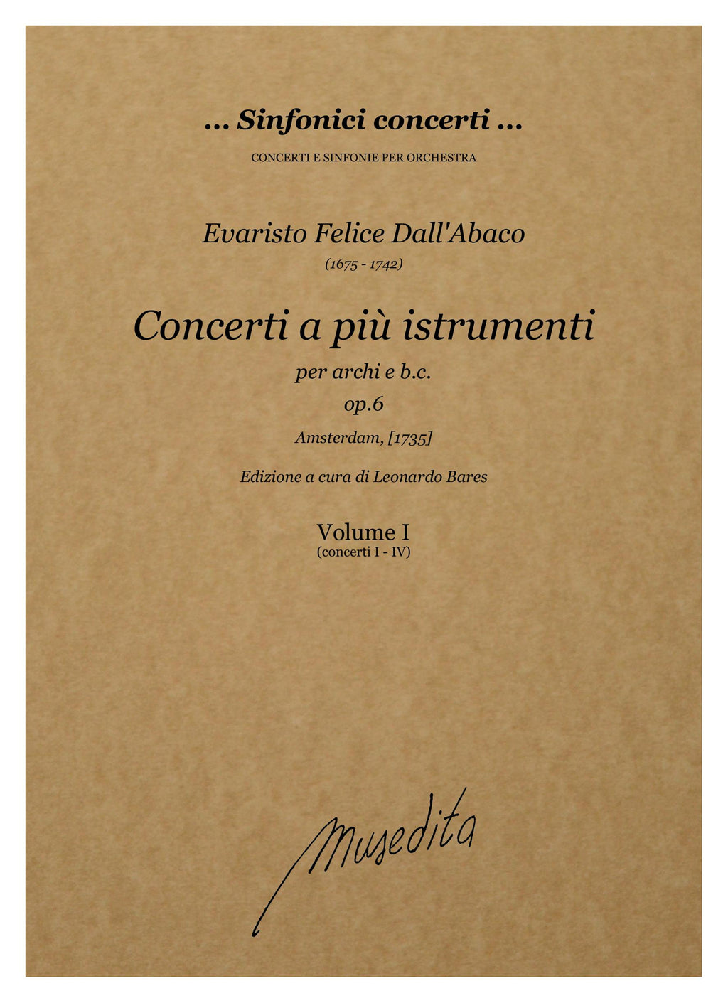 E.F. Dall'Abaco: Concerti a più istrumenti op.6 (Amsterdam, [1735])