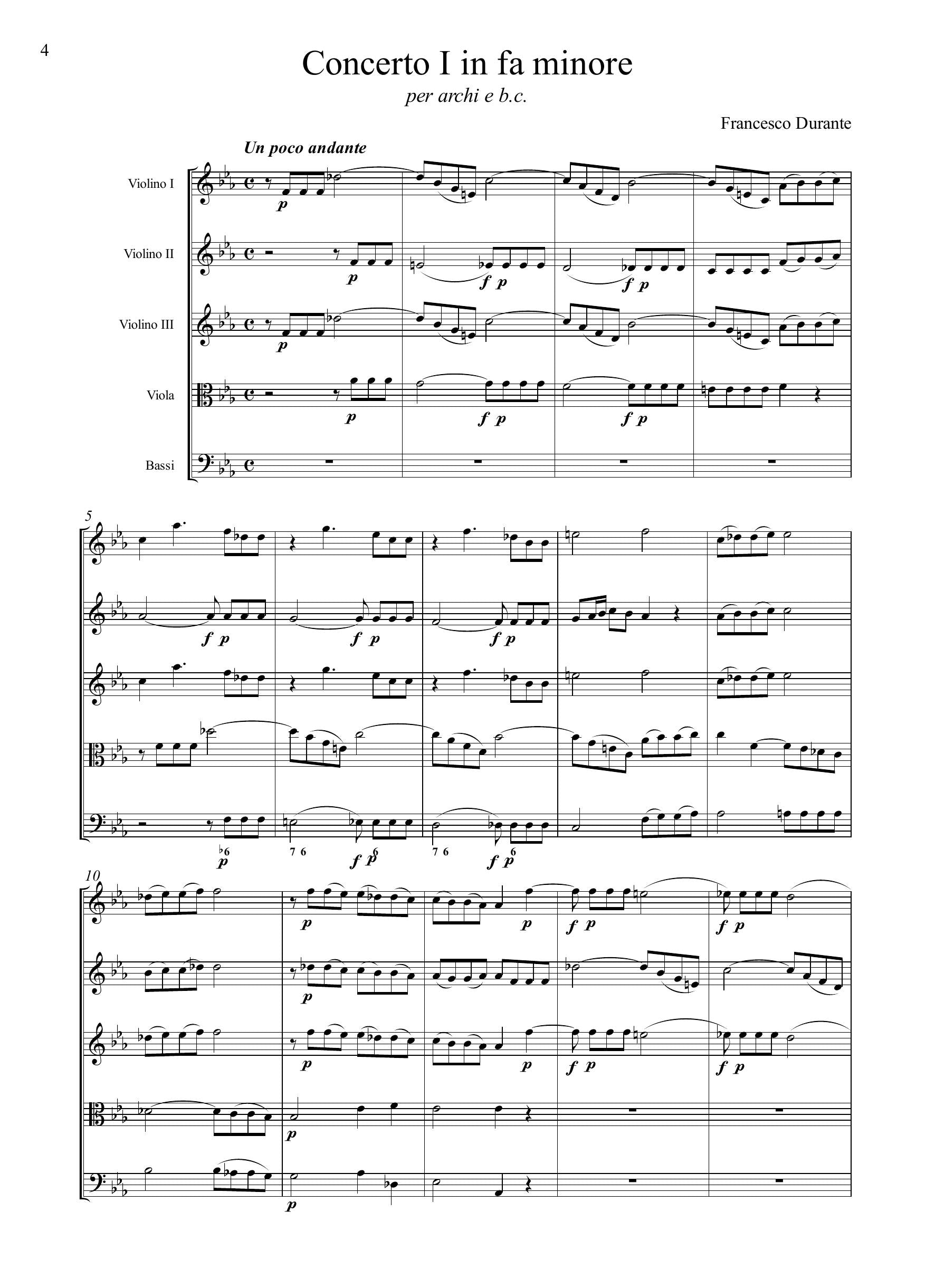F. Durante: Concerto I in fa minore