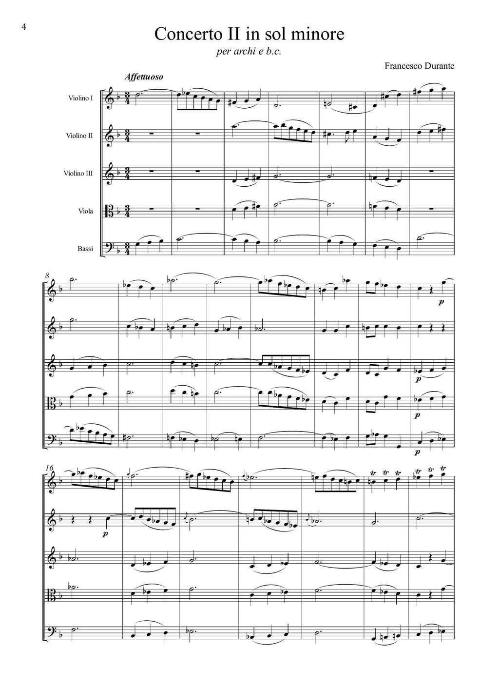 F. Durante: Concerto II in sol minore