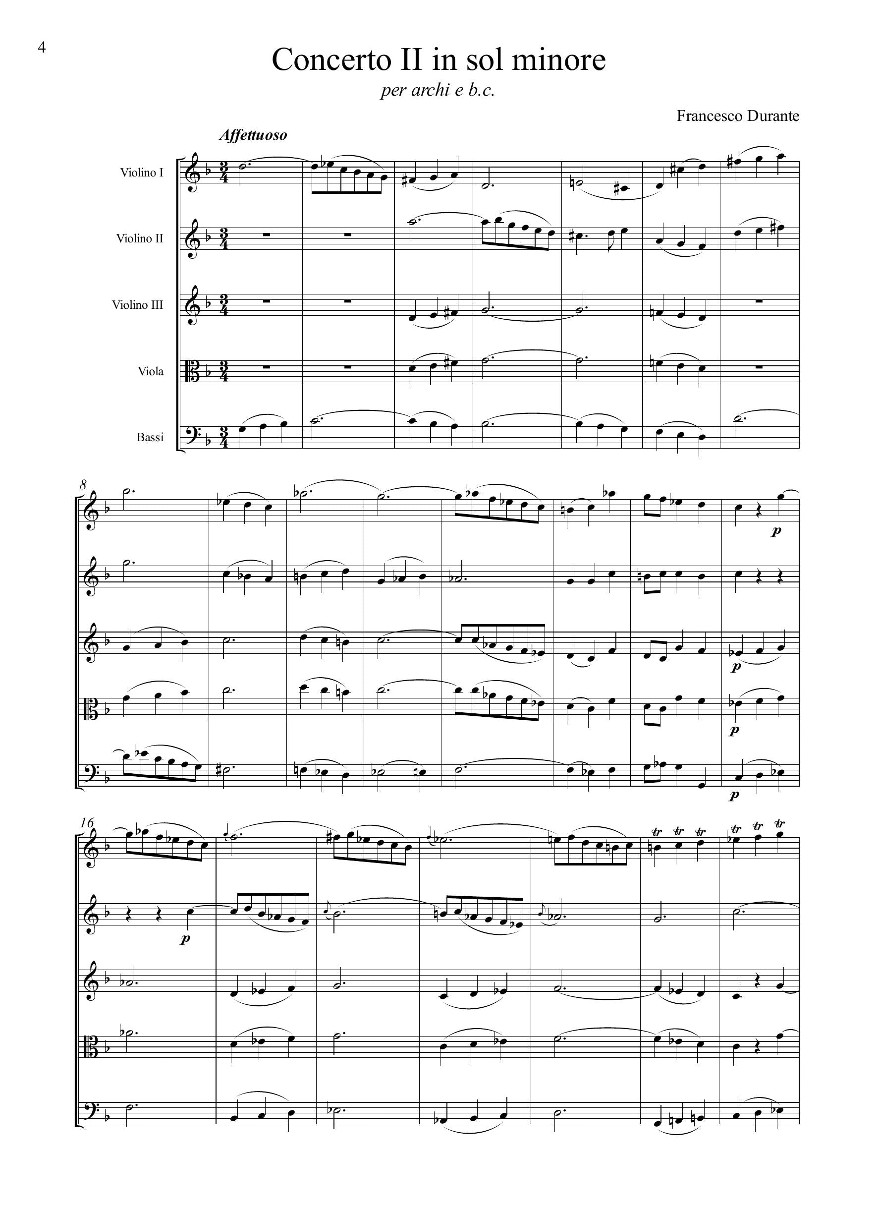 F. Durante: Concerto II in sol minore