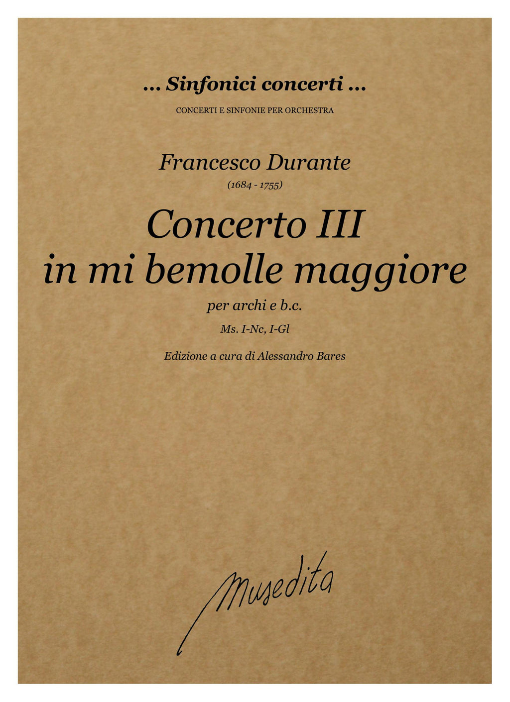 F. Durante: Concerto III in mi bemolle maggiore