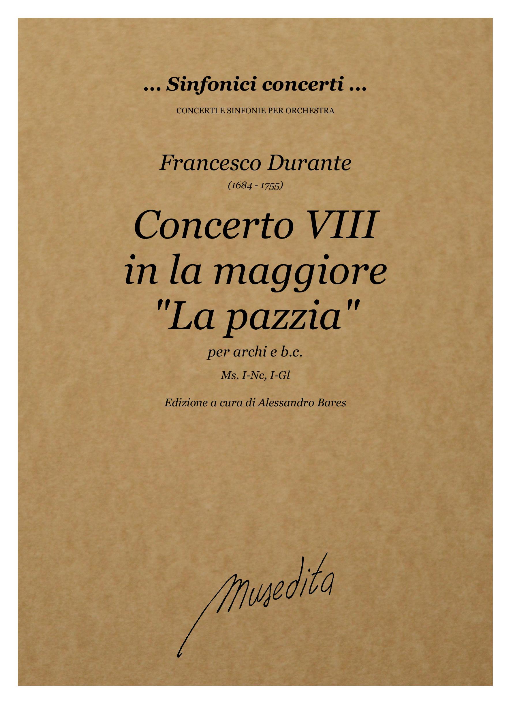 F. Durante: Concerto VIII "La pazzia" in la maggiore