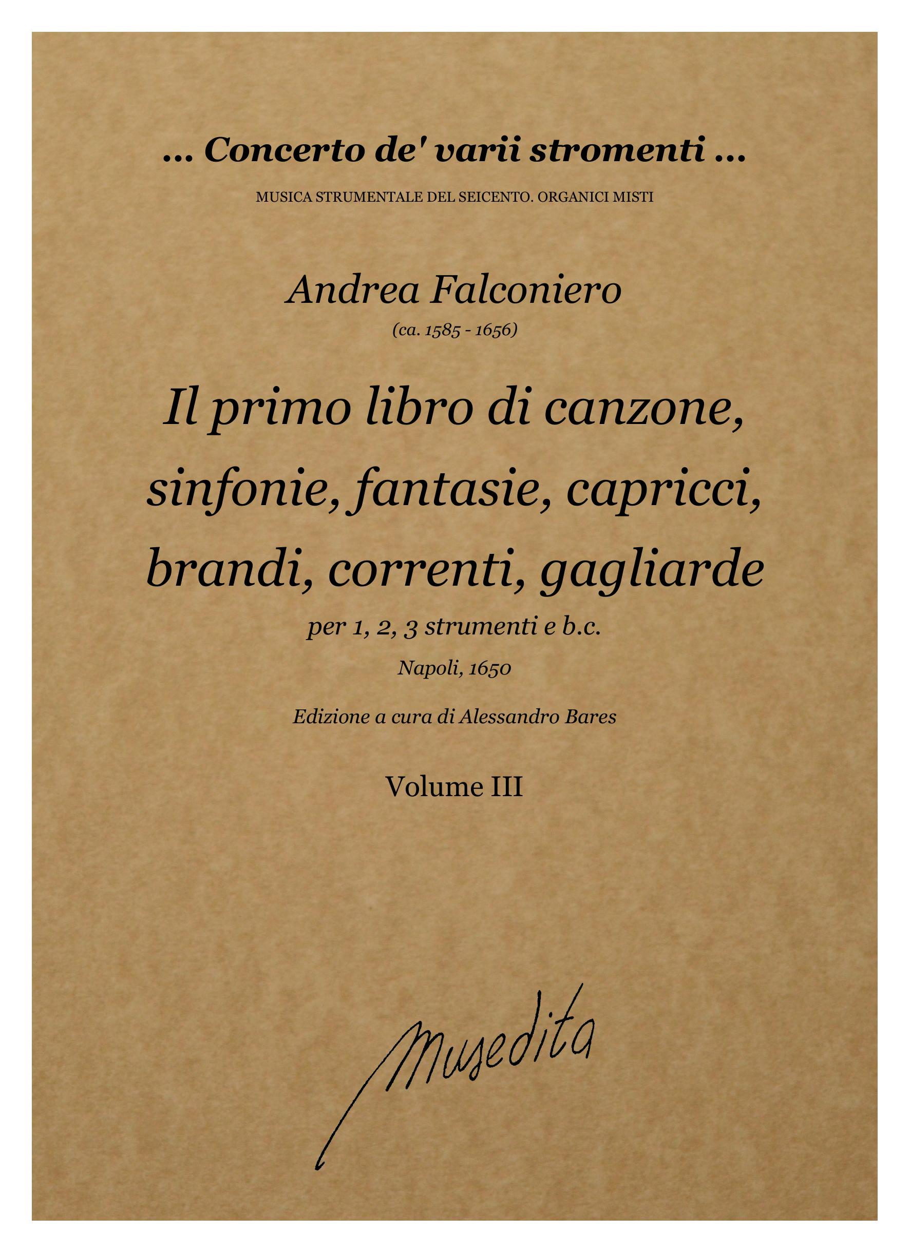 A. Falconiero: Il primo libro di canzone, sinfonie, fantasie, capricci, brandi, correnti, gagliarde, alemane, volte (Napoli, 1650)