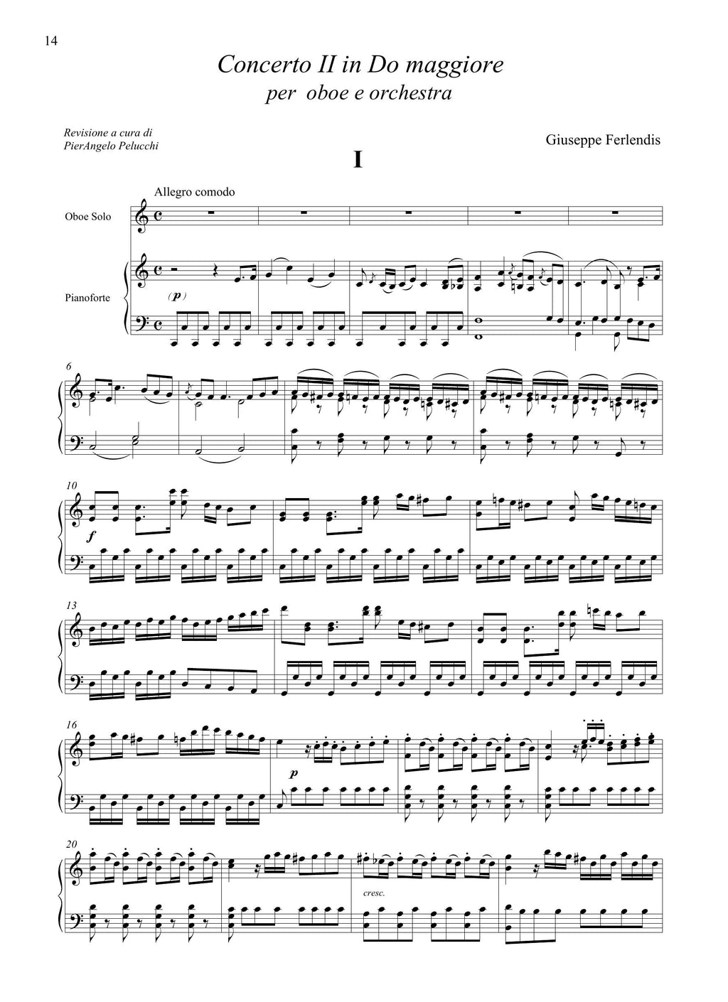 G. Ferlendis: Concerto n.2 in do maggiore (rid. ob/pf)