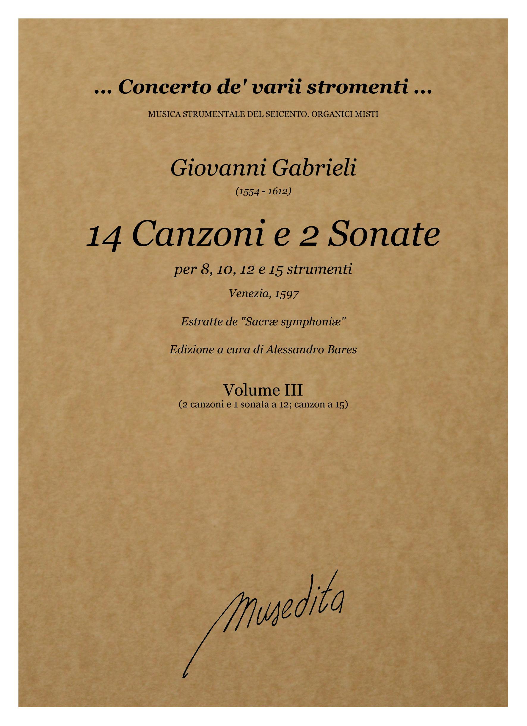 G. Gabrieli: 14 Canzoni e 2 Sonate (Venezia, 1597)