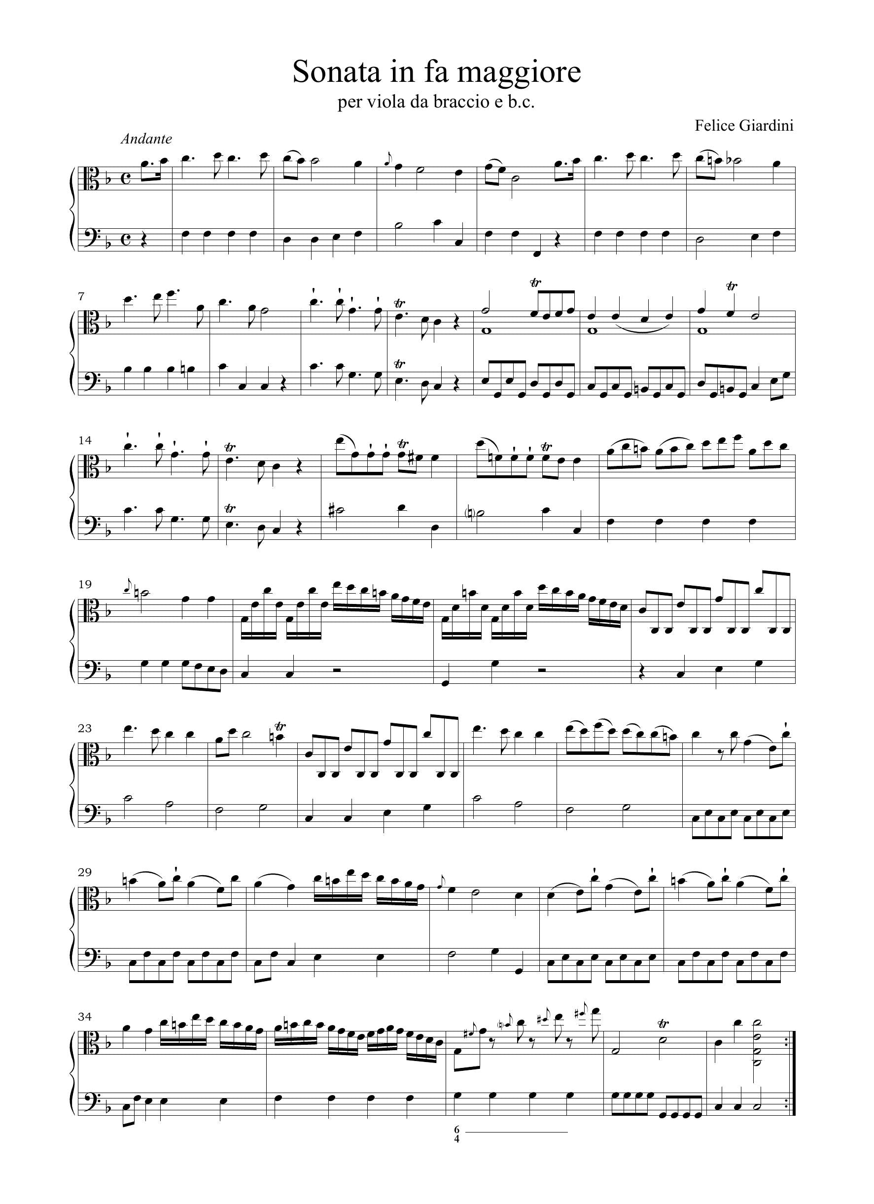F. Giardini (o Degiardino): Sonata in fa maggiore (Ms, US-NYp)