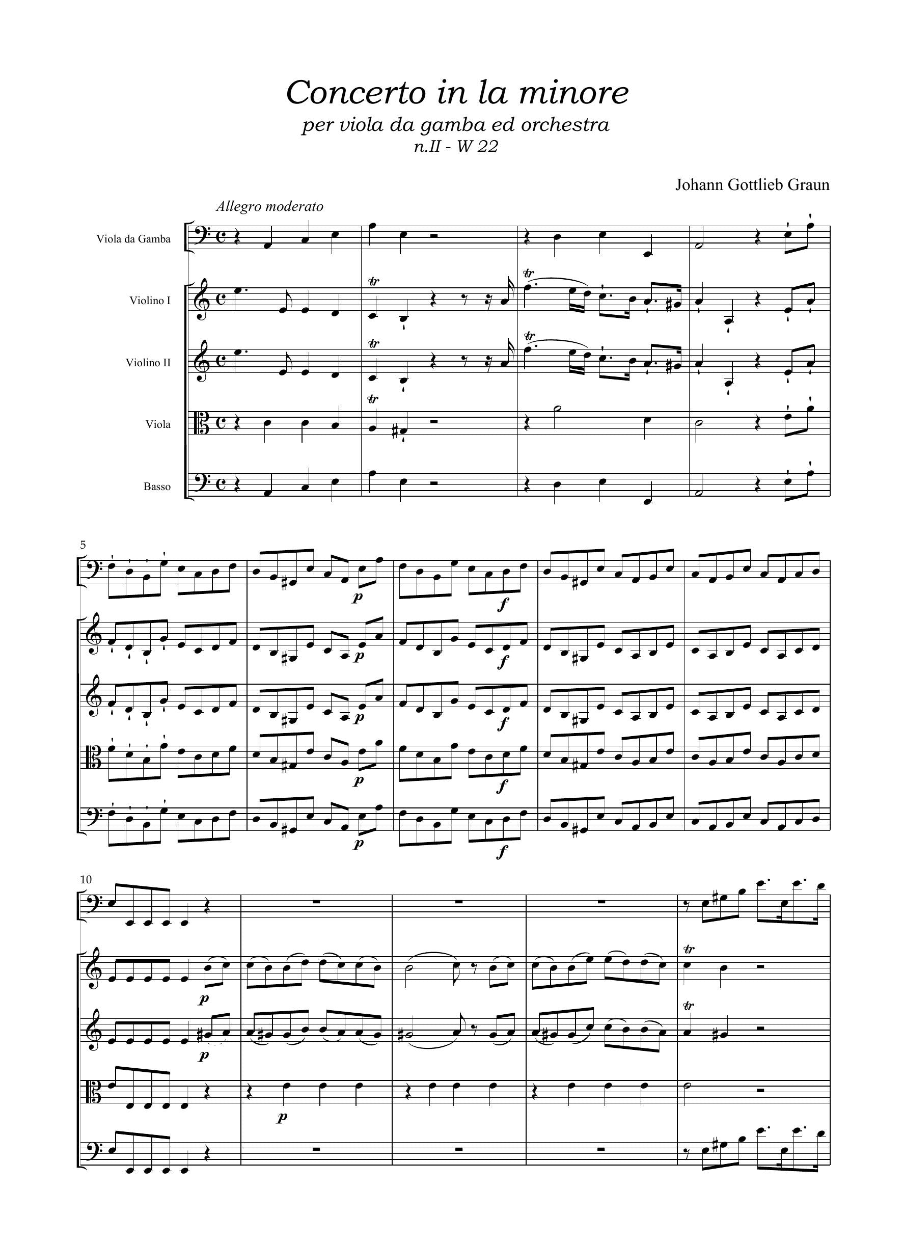 J.G. Graun: Concerto in la minore GraunWV A:XIII:14