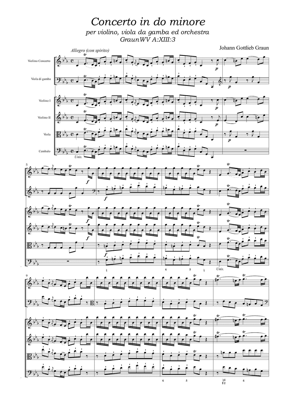 J.G. Graun: Concerto in do minore GraunWV A:XIII:3