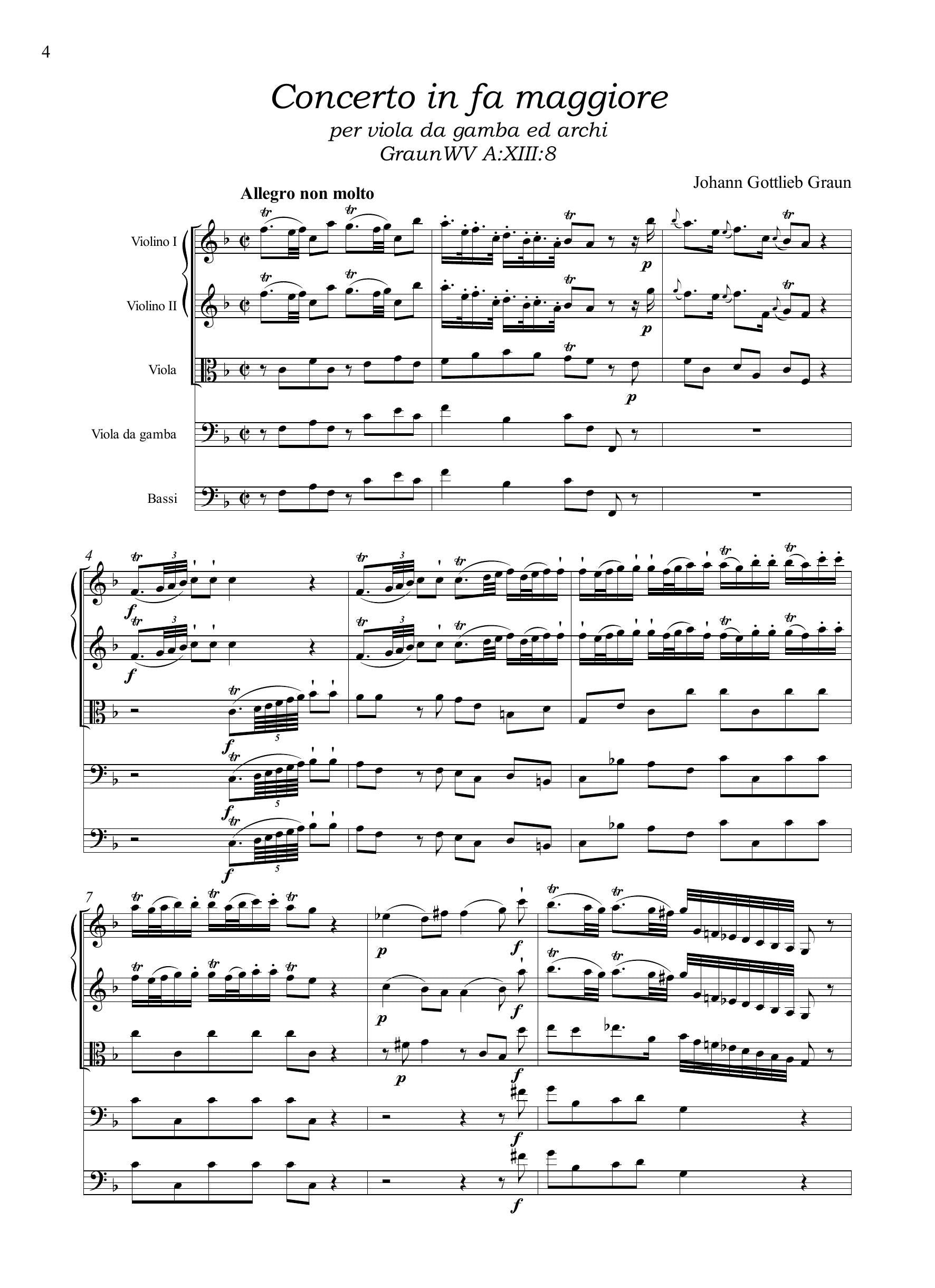 J.G. Graun: Concerto in fa maggiore GraunWV A:XIII:8
