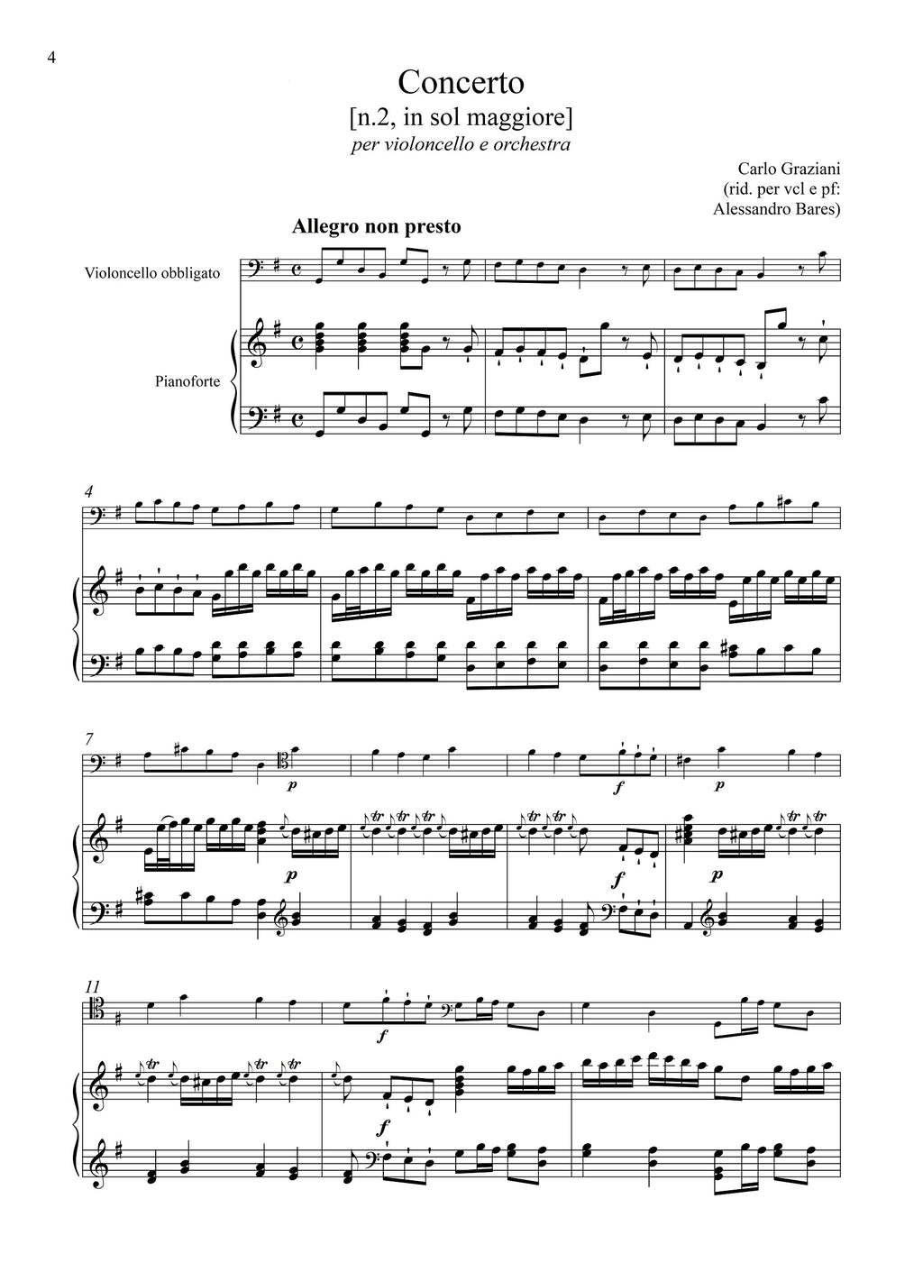C. Graziani: Concerto [n.2] in sol maggiore (rid. vcl/pf)