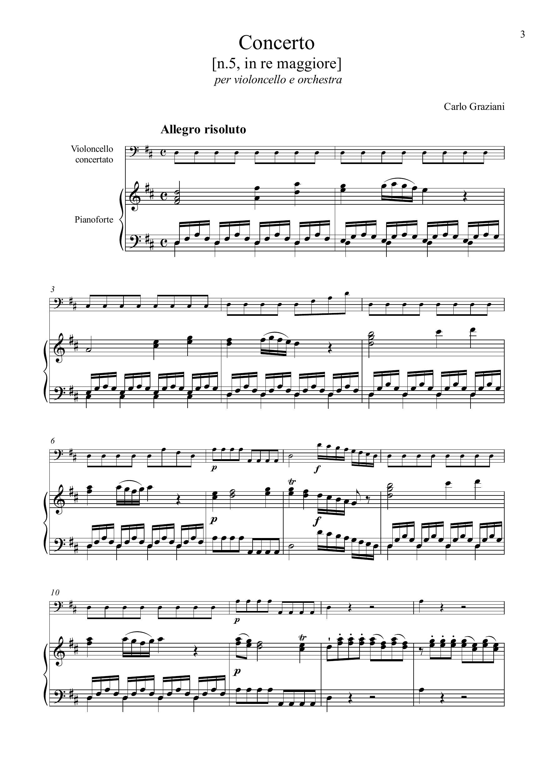 C. Graziani: Concerto [n.5] in re maggiore (rid. vcl/pf)