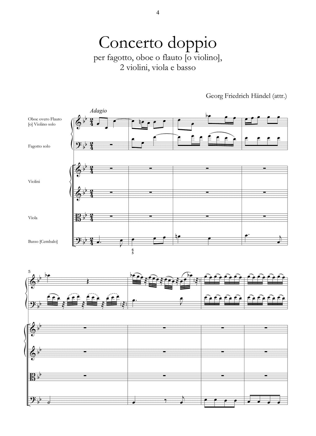 G.Fr. Haendel: Concerto in sol minore HWV deest