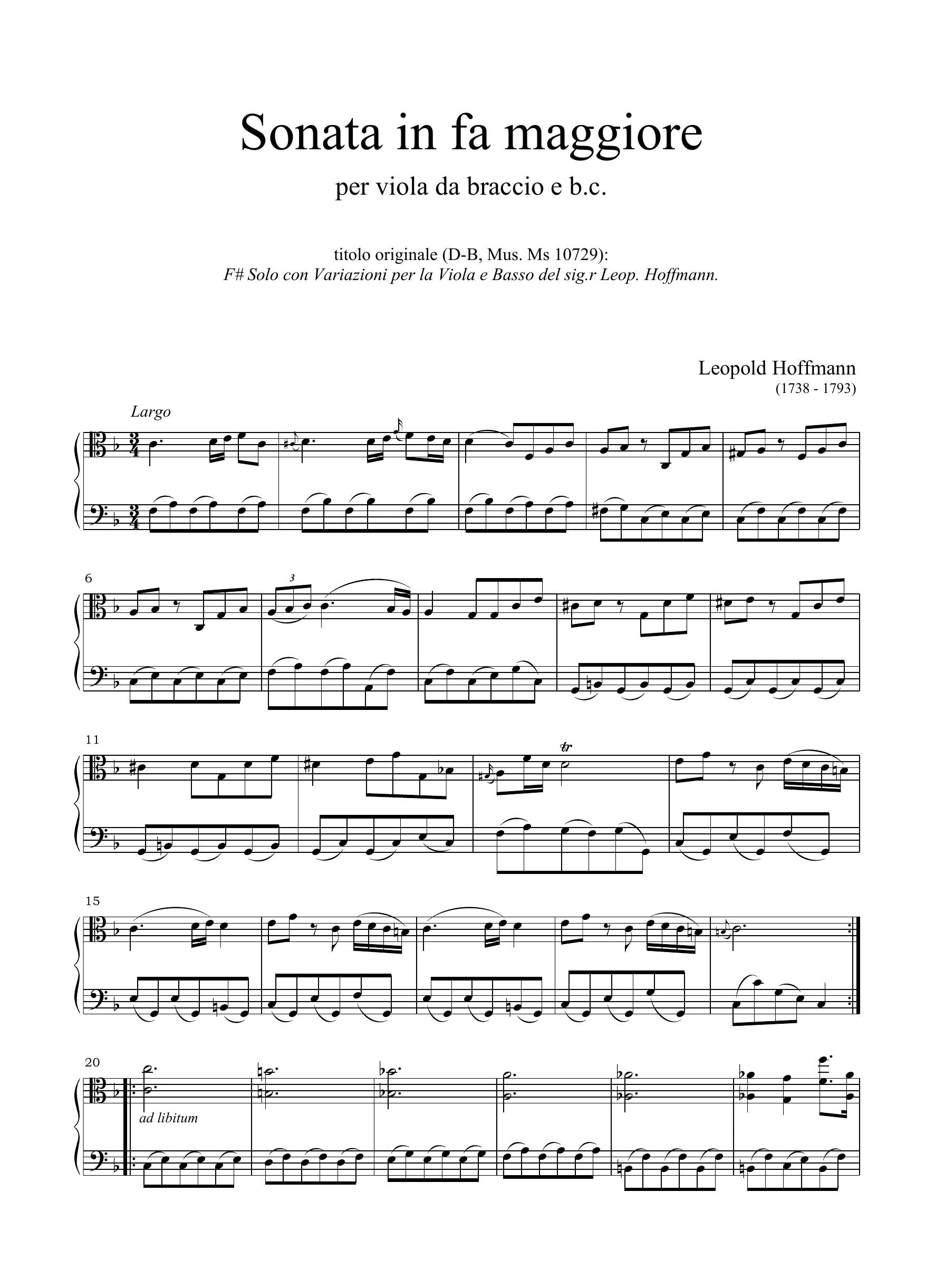 L. Hoffmann: Sonata in fa maggiore (Ms, D-B)