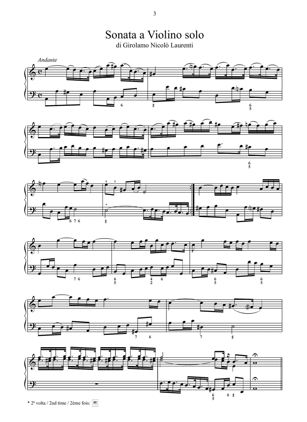 G.N. Laurenti: Sonata (Ms, I-Vnm)