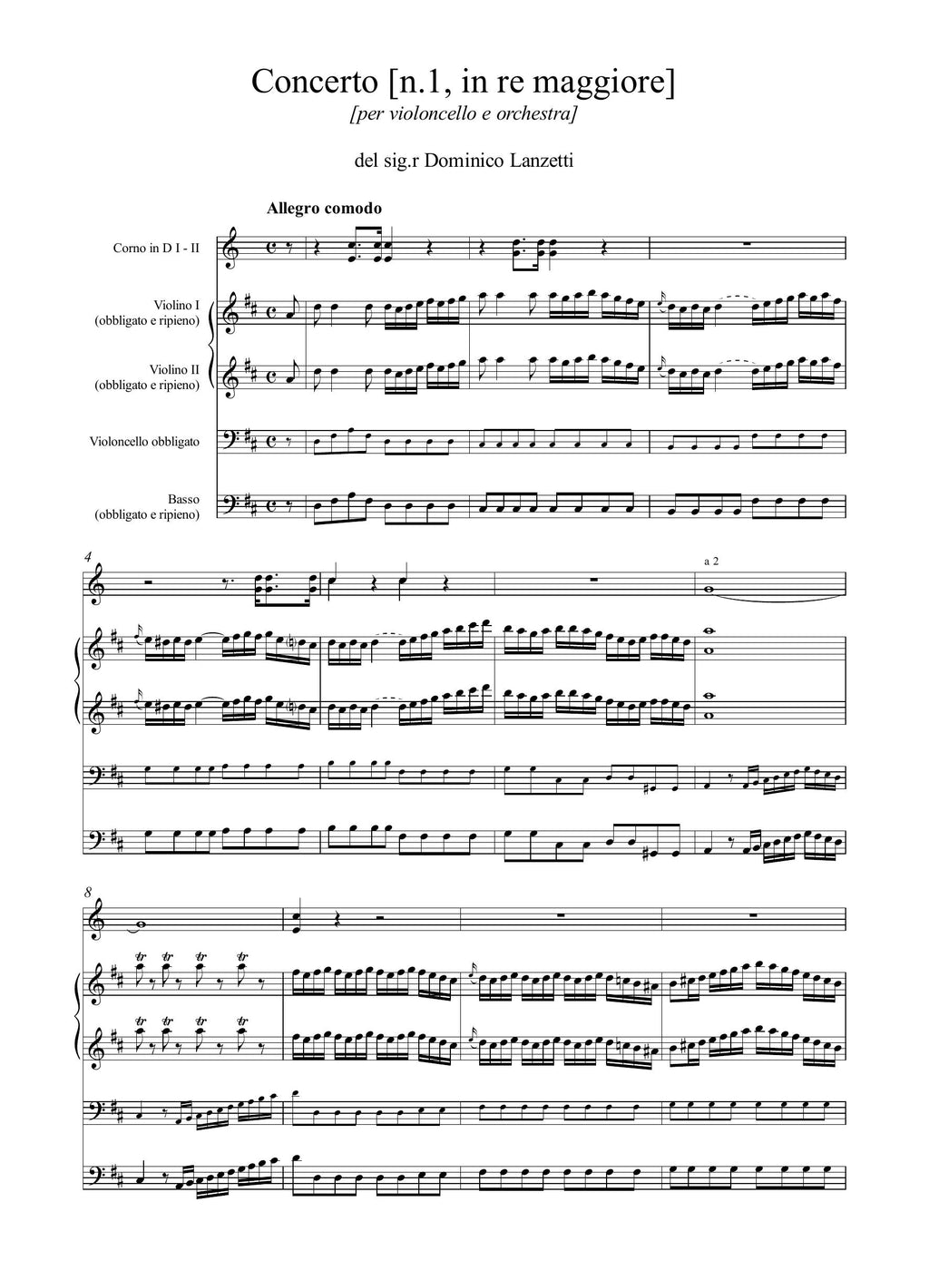 D. Lanzetti: Concerto [n.1] in re maggiore