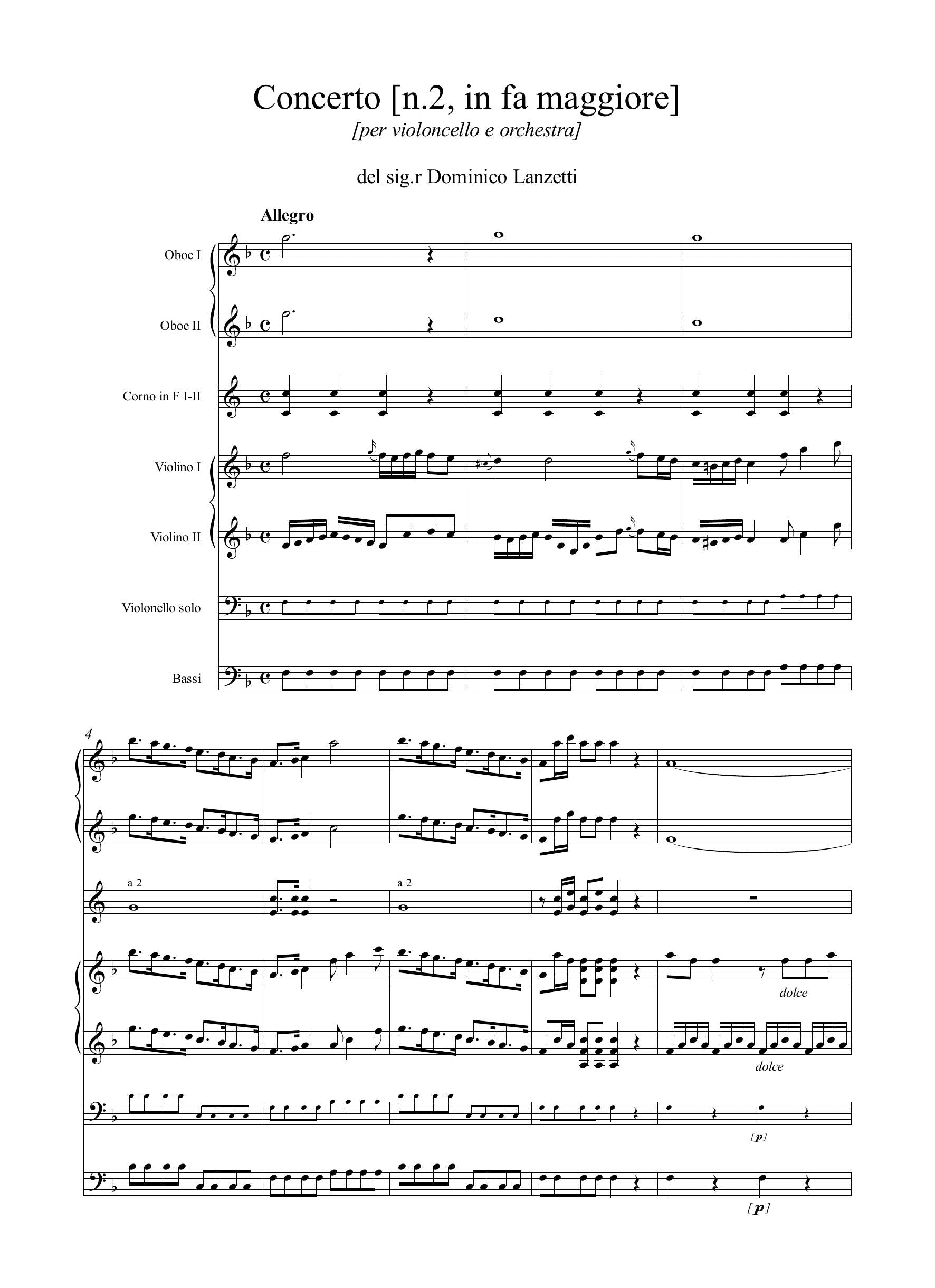 D. Lanzetti: Concerto [n.2] in fa maggiore