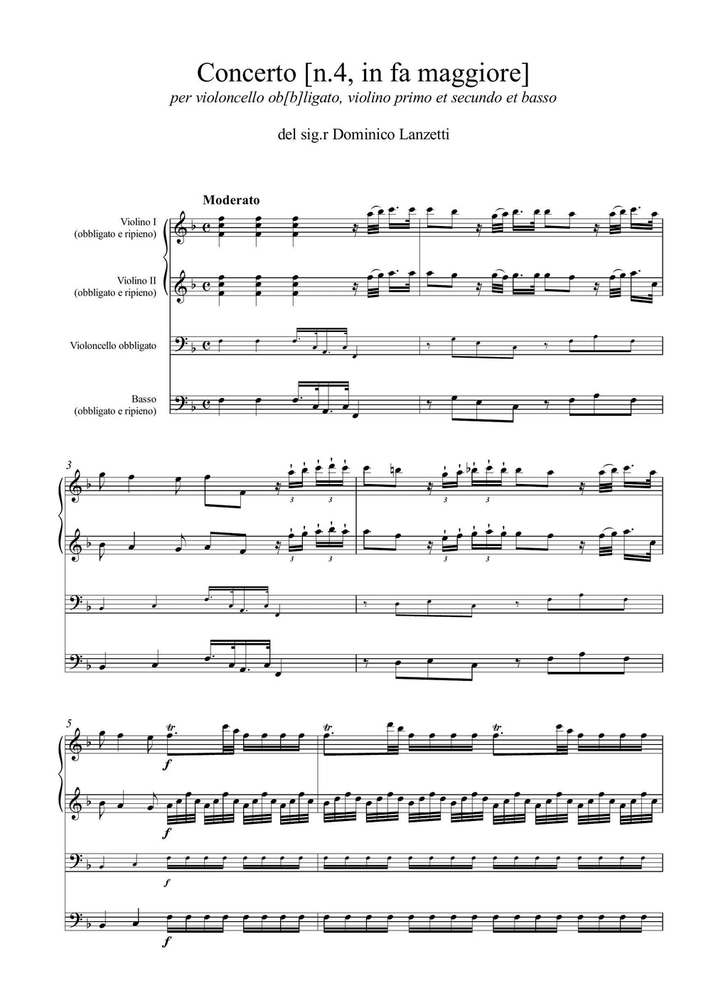 D. Lanzetti: Concerto [n.4] in fa maggiore