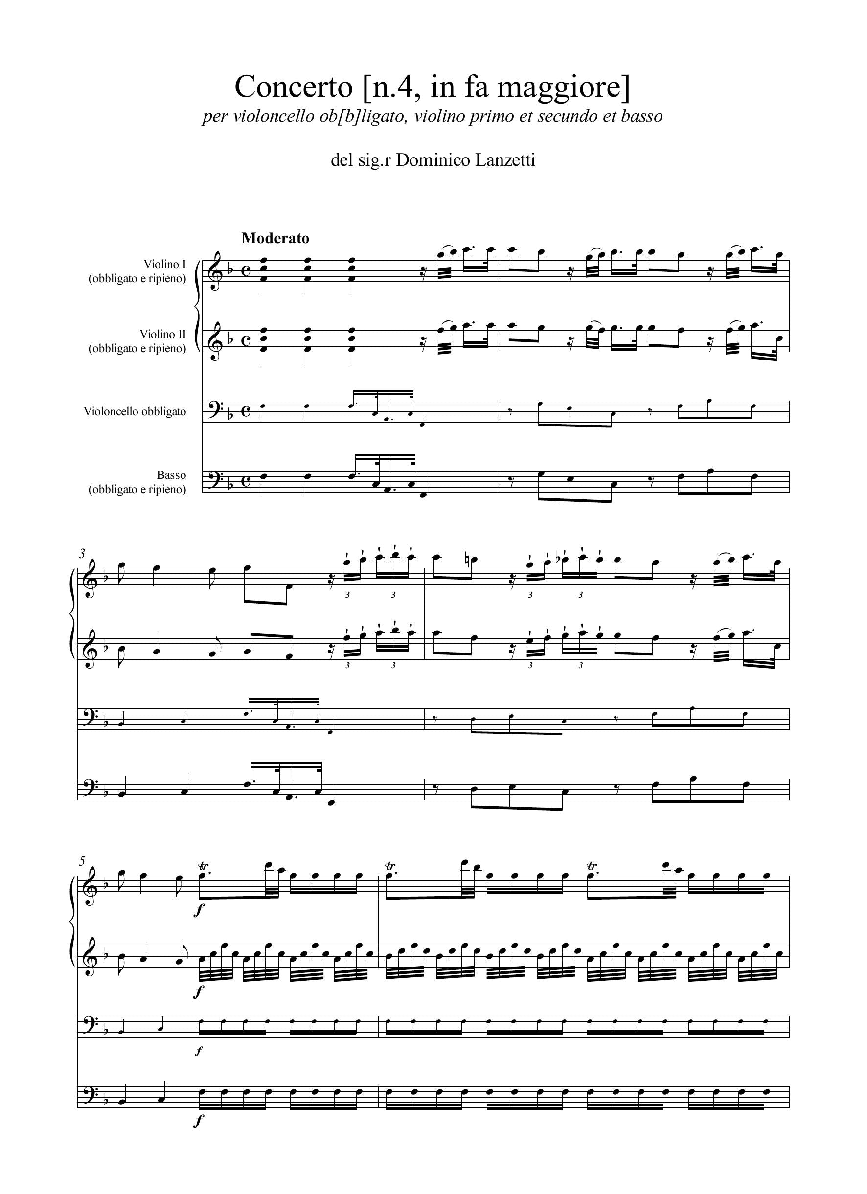 D. Lanzetti: Concerto [n.4] in fa maggiore