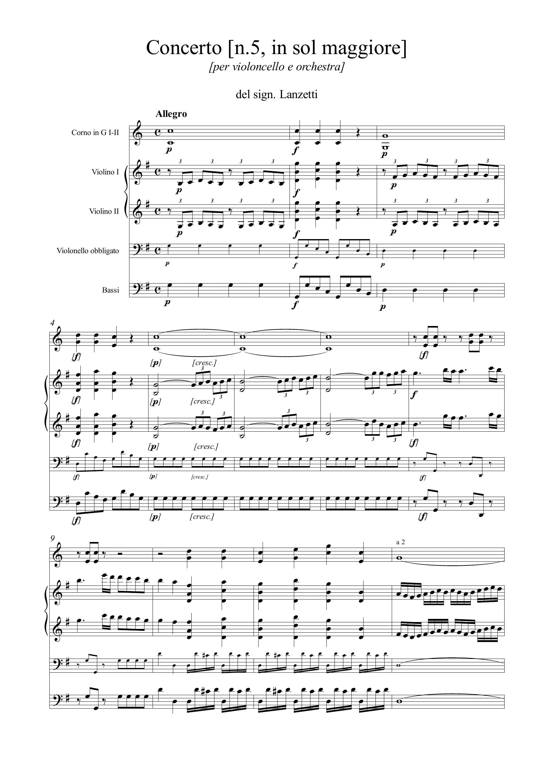 D. Lanzetti: Concerto [n.5] in sol maggiore