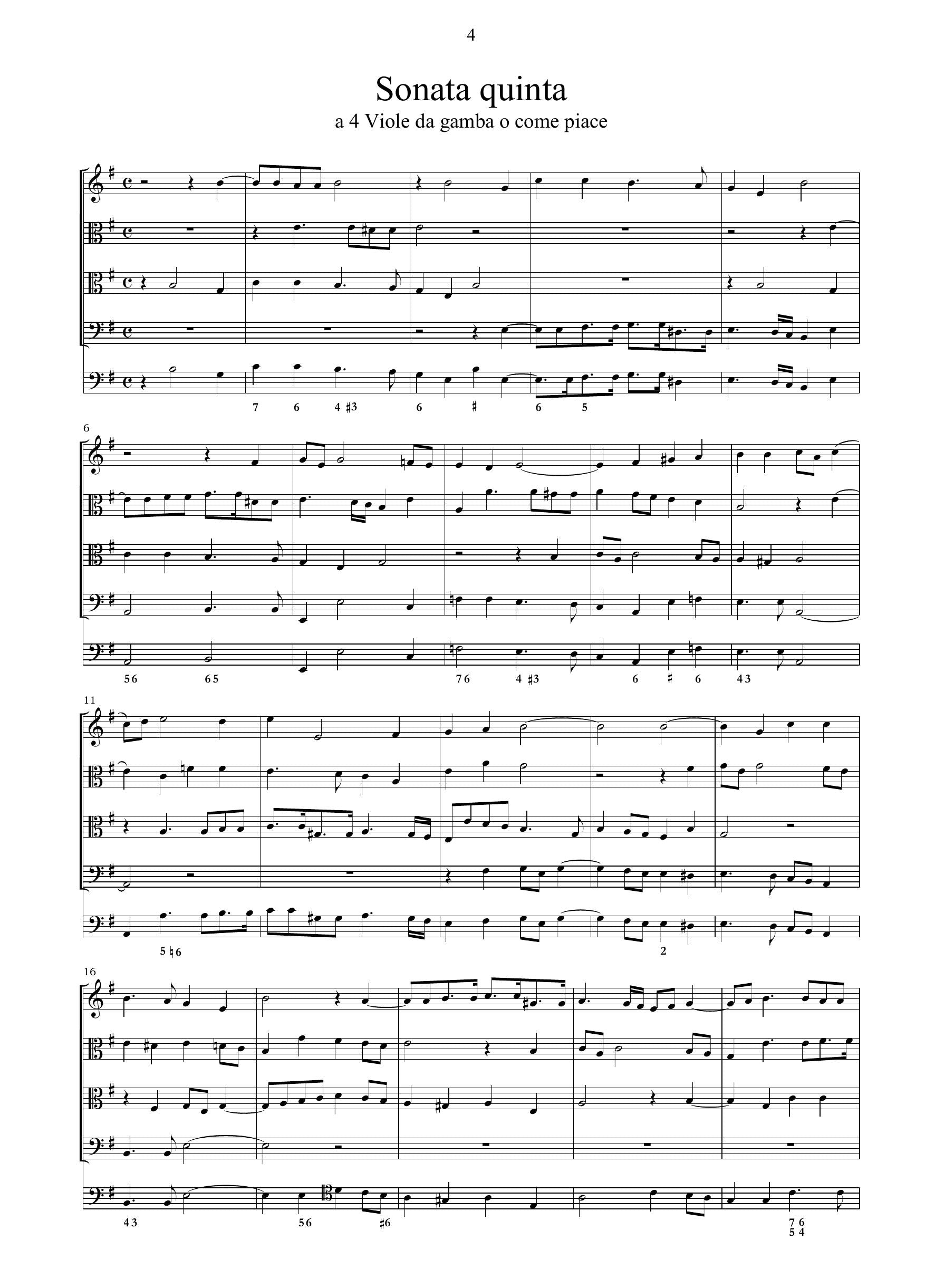 G. Legrenzi: 2 Sonate per 4 viole da gamba e b.c. (Venezia, 1673)