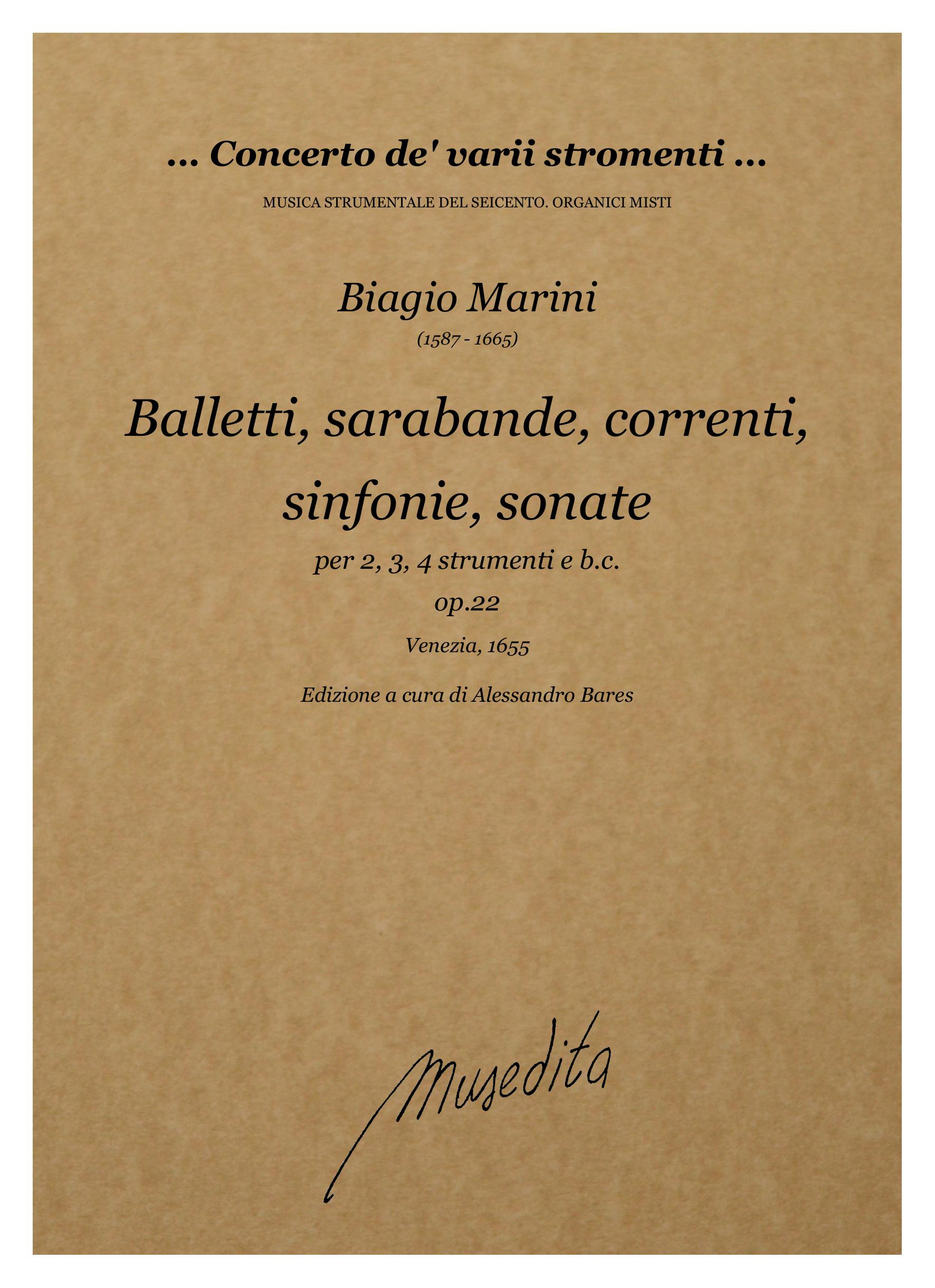 B. Marini: Balletti, sarabande, correnti, sinfonie, sonate op.22 (libro terzo)(Venezia, 1655)