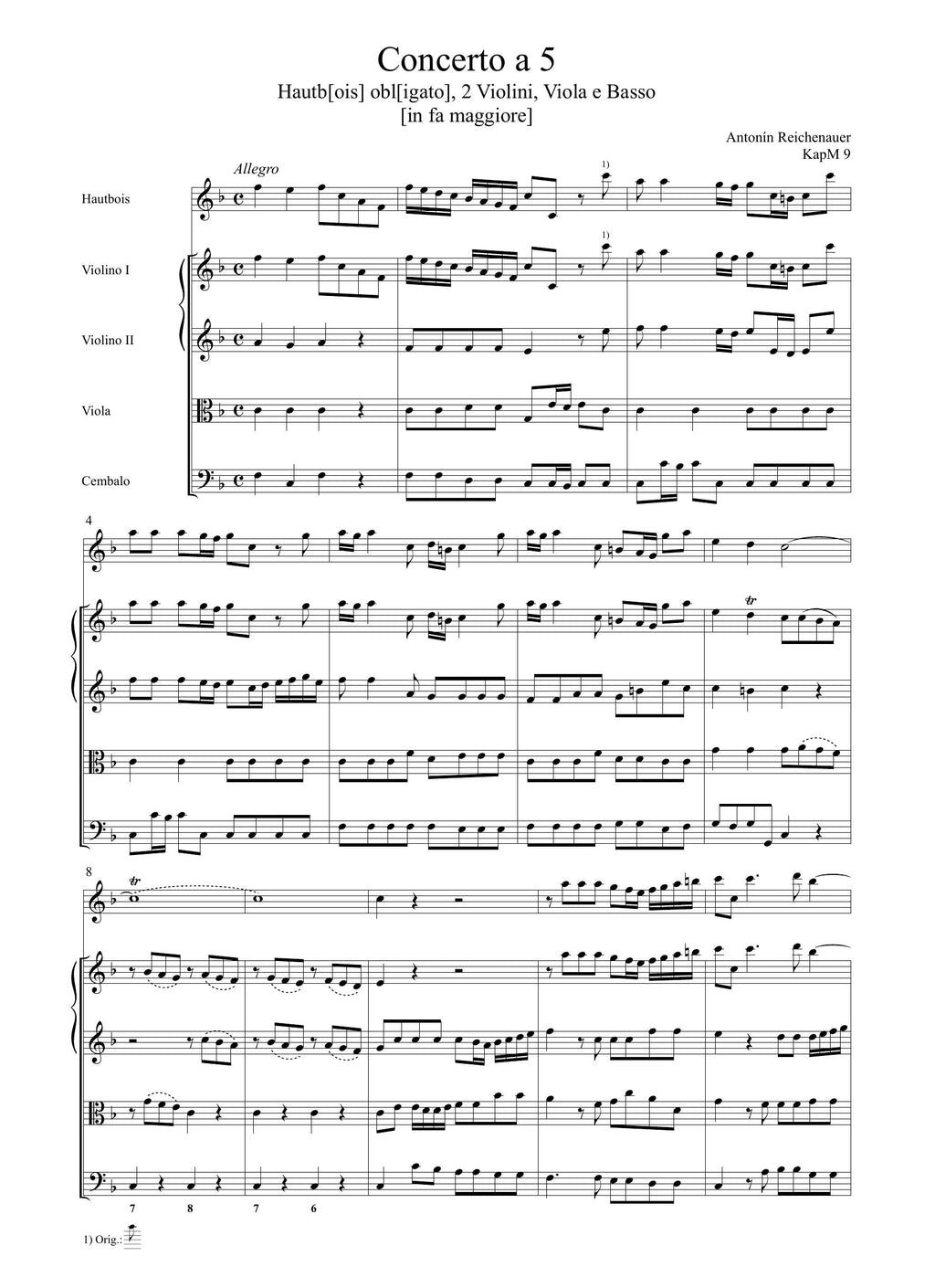 A. Reichenauer: 3 Concerti (KapM 9, 10, 11)(Ms, D-Dl)