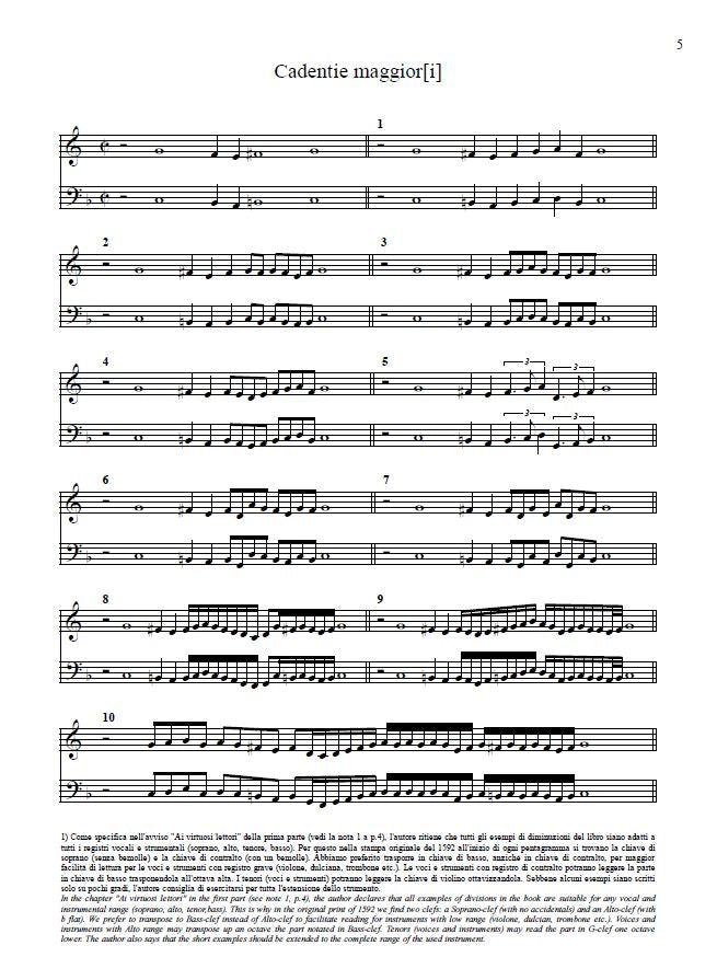 R. Rognoni: Il vero modo di diminuire con tutte le sorte di stromenti da corde, da fiato, & anco per la voce humana. Parte seconda (Venezia, 1592)