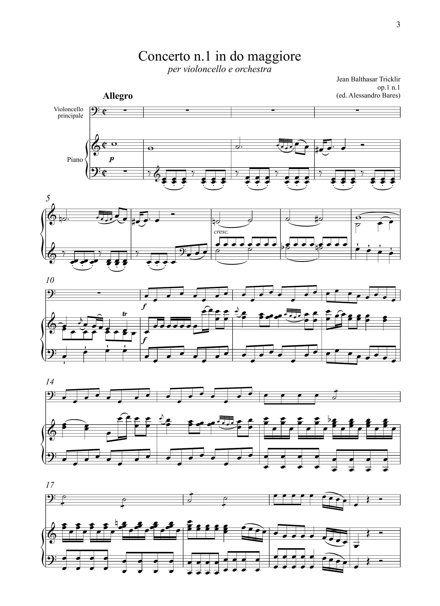 J.B. Tricklir: Concerto n.3 in mi maggiore (Berlin, Amsterdam, [1782]) (rid. vcl/pf)