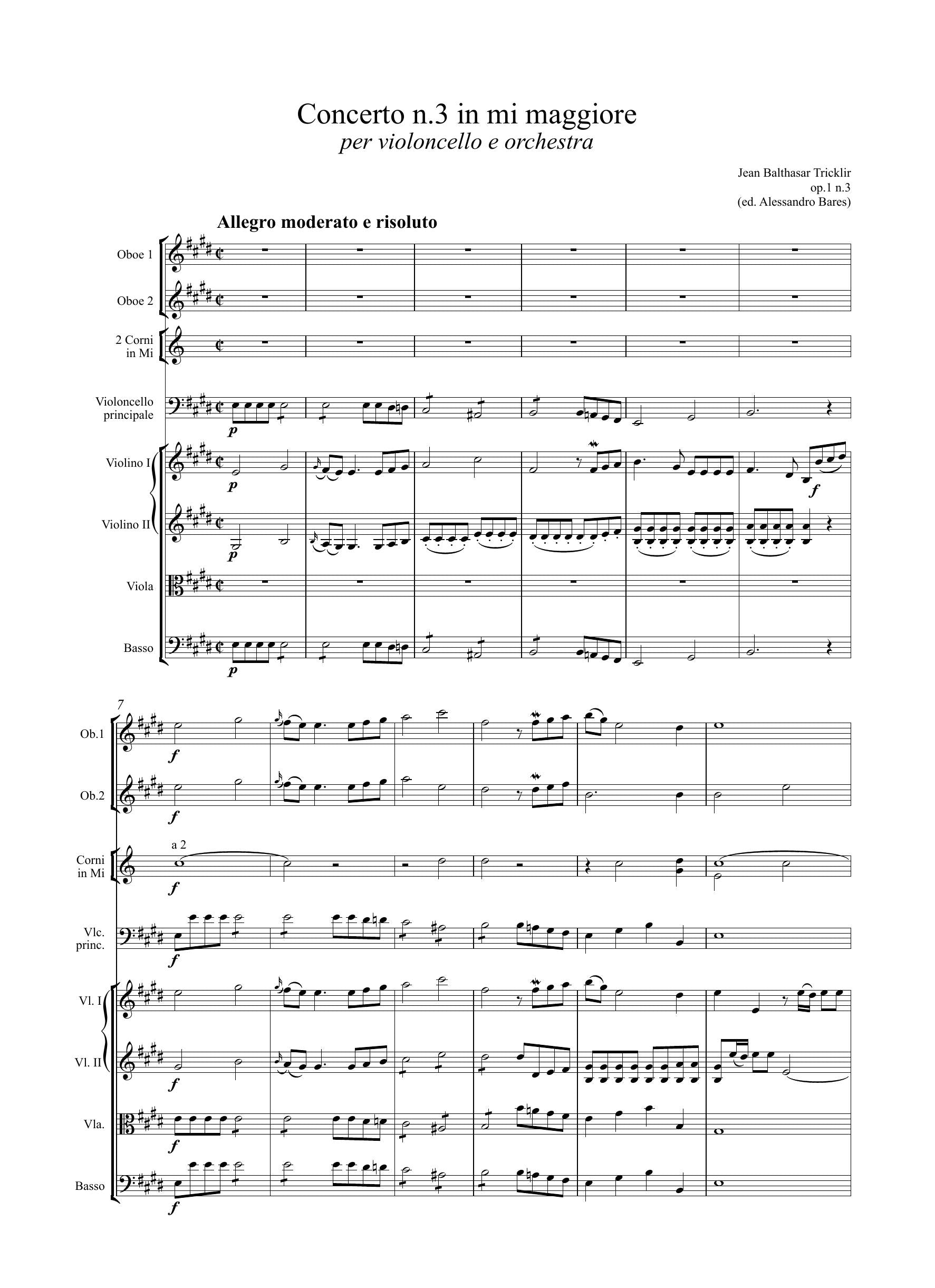 J.B. Tricklir: Concerto n.3 in mi maggiore (Berlin, Amsterdam, [1782])