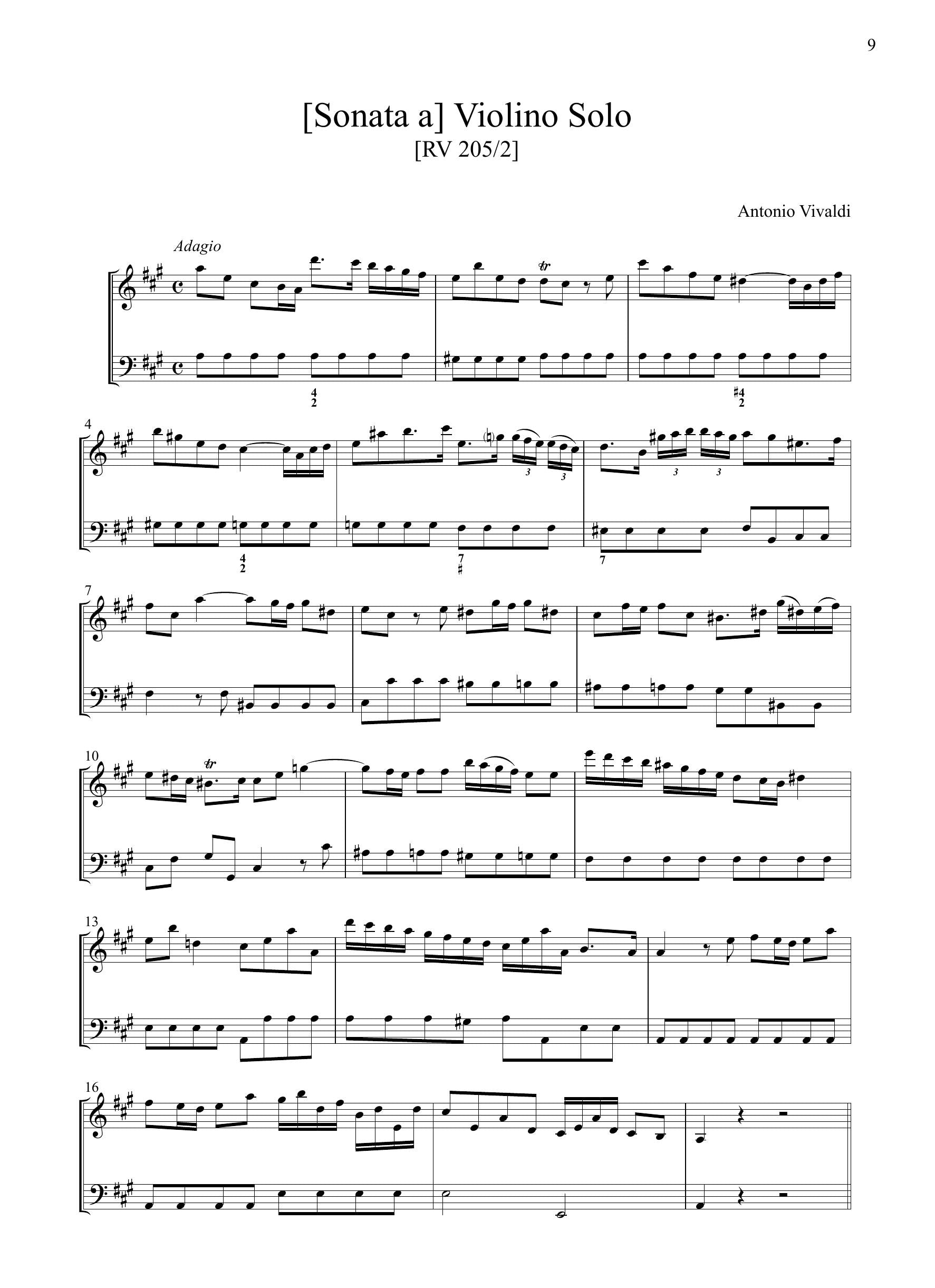 A. Vivaldi: Sonata in la maggiore RV 205/2