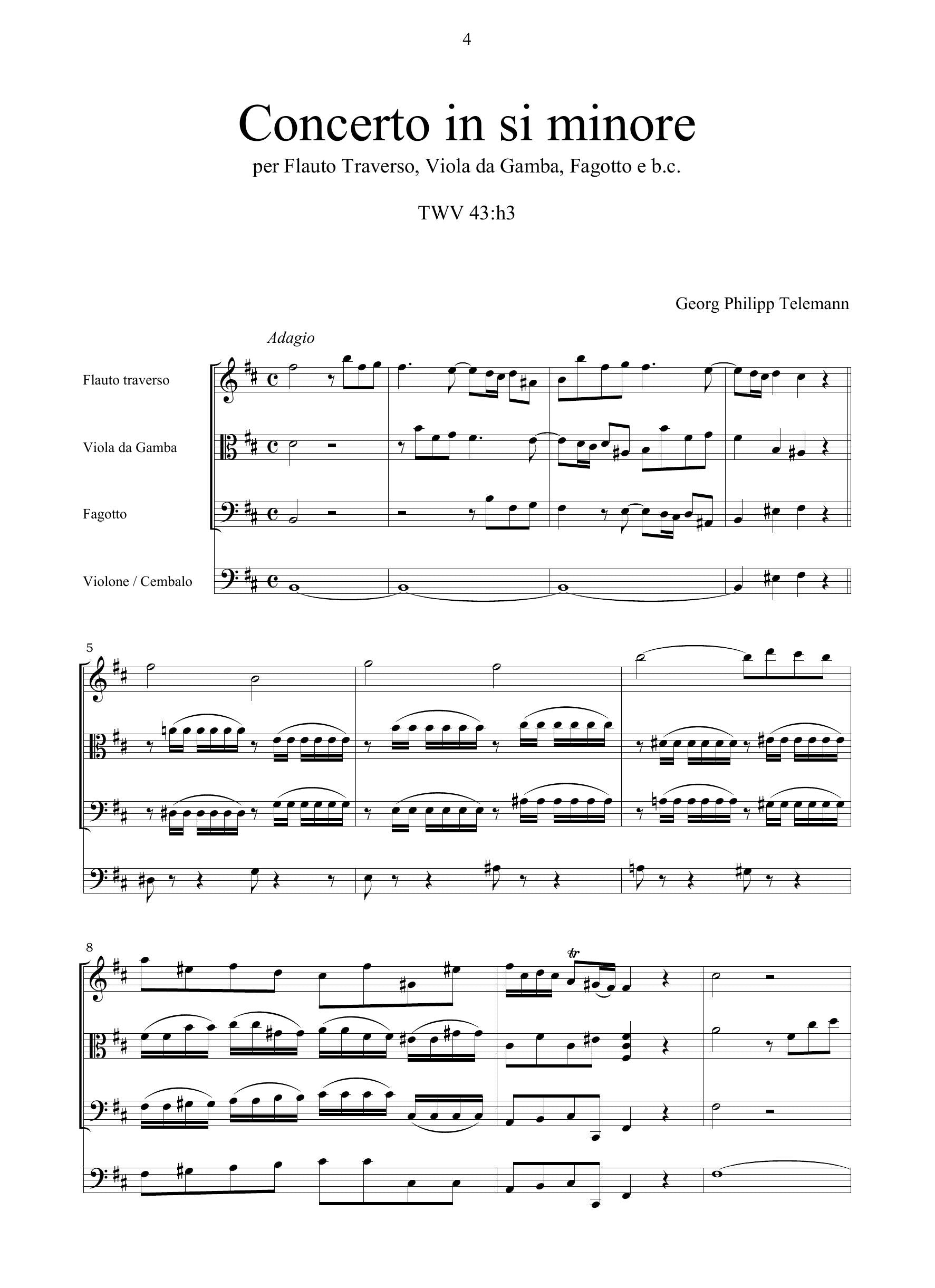 G.Ph. Telemann: Concerto in si minore TWV 43:h3